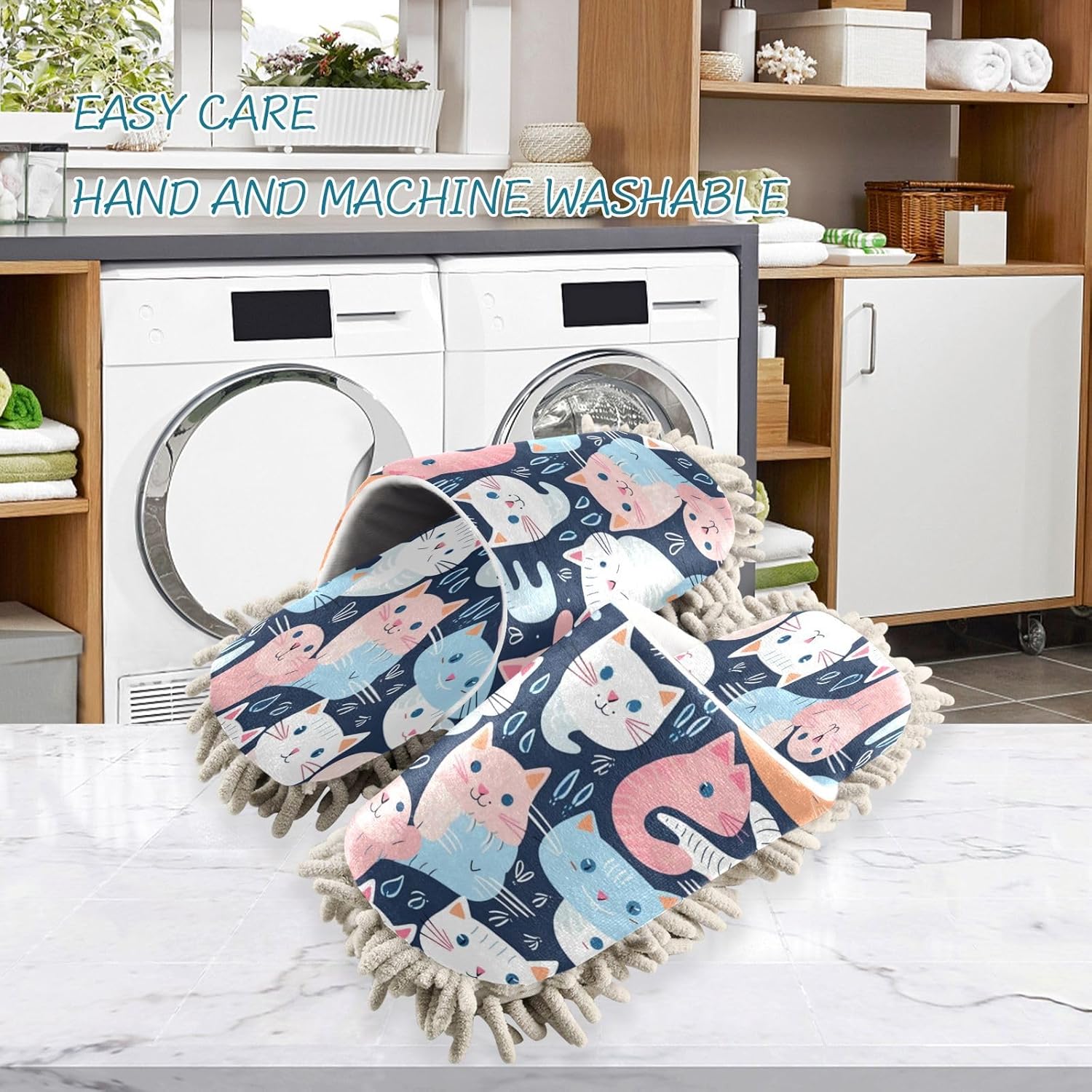 Colorful Cats Microfiber Cleaning Slippers