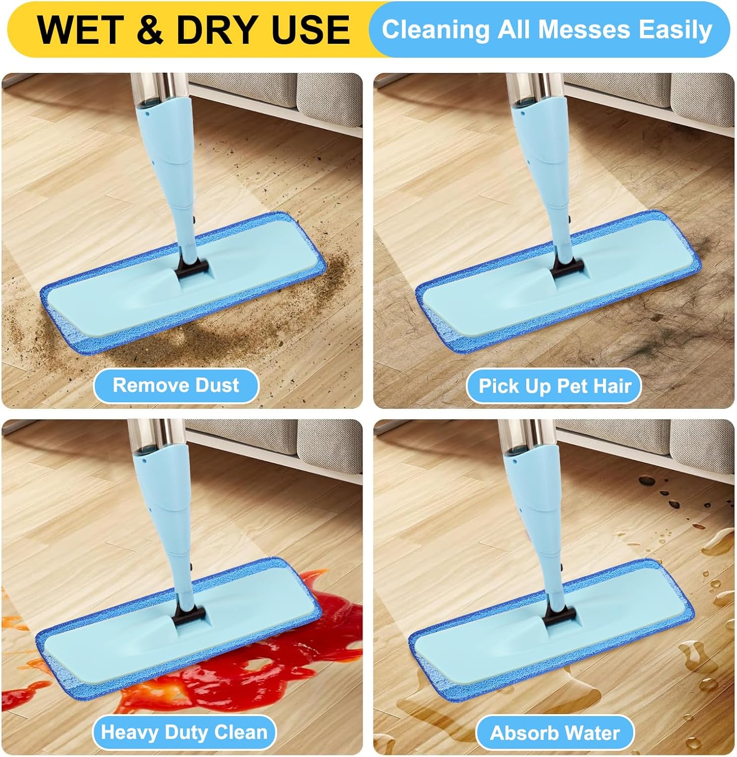 5 Pack Microfiber Spray Mop Replacement Heads for Bona and Other Mops