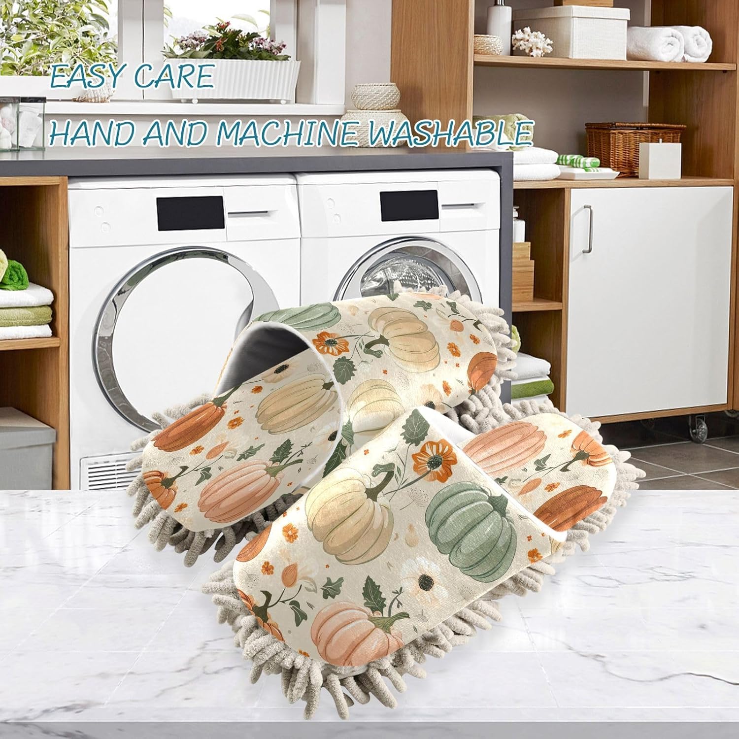 Zhirexin Thanksgiving Cleaning Slippers with Microfiber Mop Pads