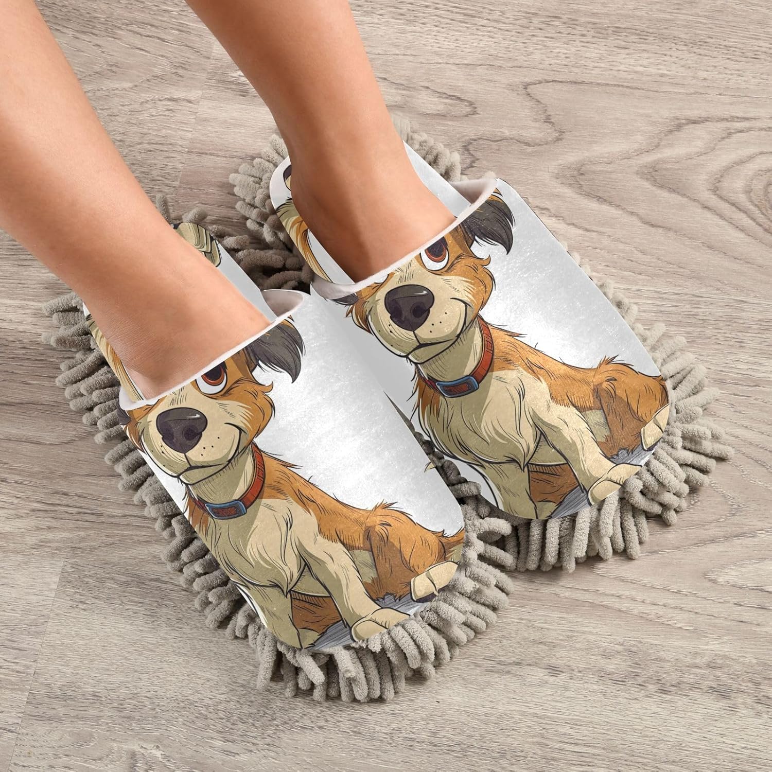 Bulletgxll Cartoon Dog Mopping Slippers L Size