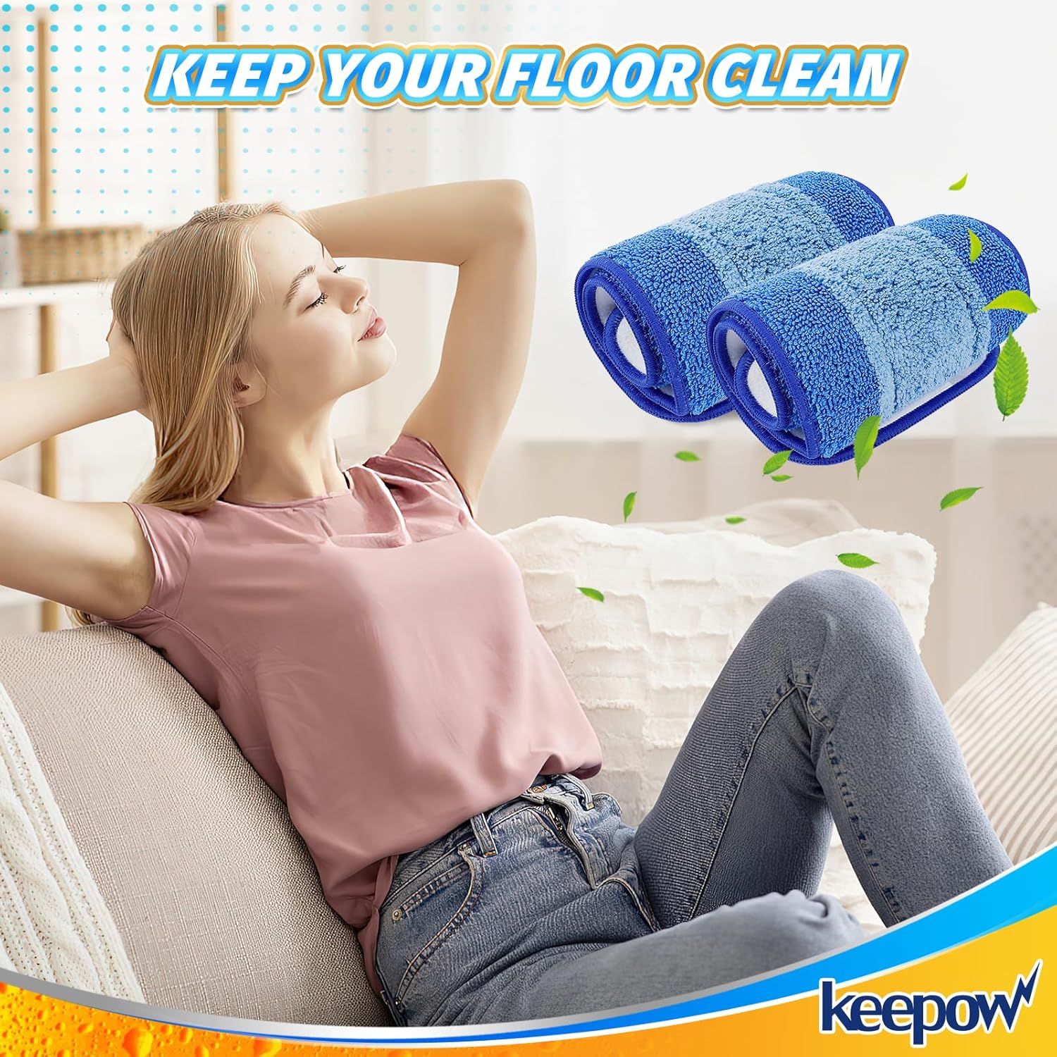 KEEPOW Microfiber Mop Pad Replacement 3 Pack