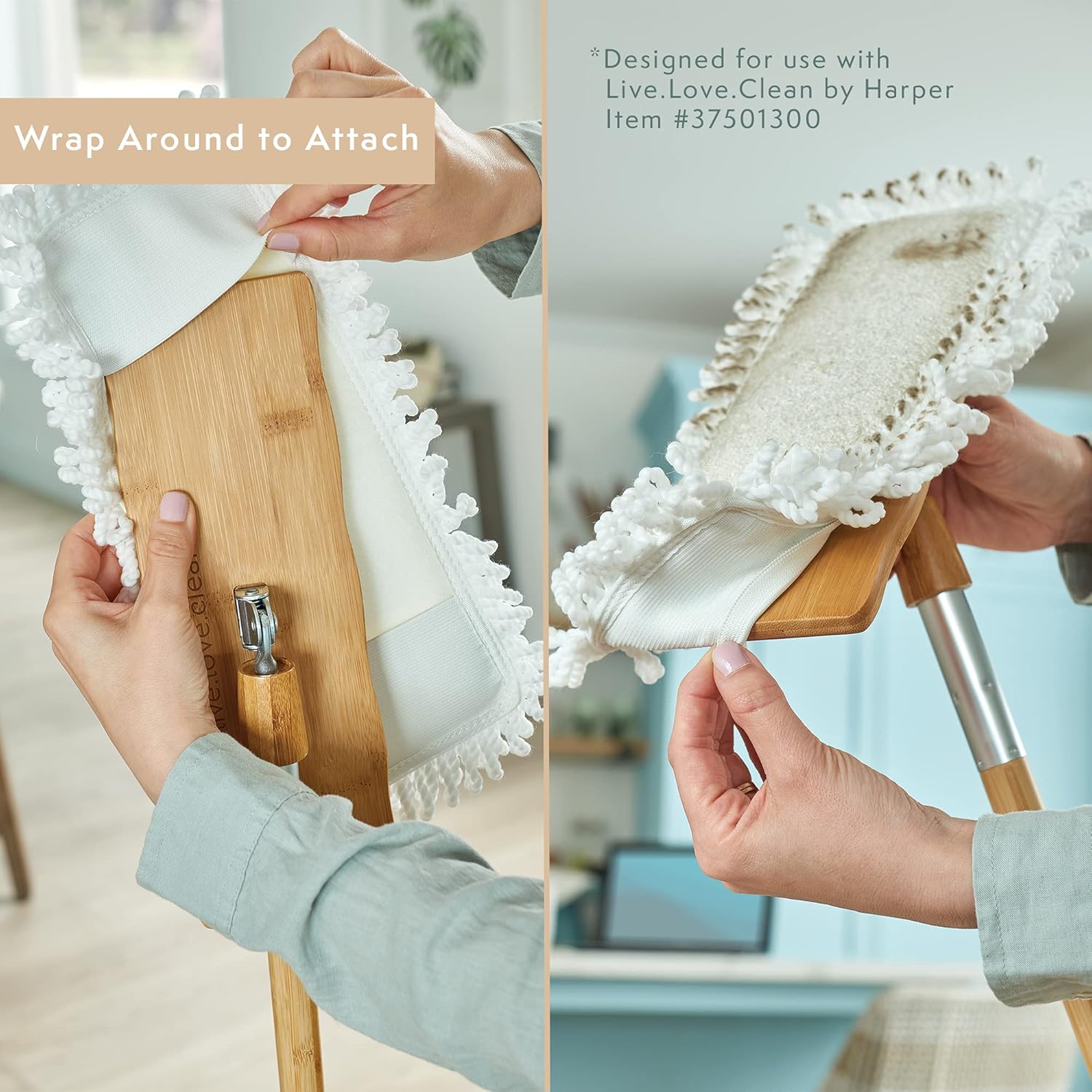 Harper Bamboo Dust Mop Pad Refill 2-in-1 WetDry