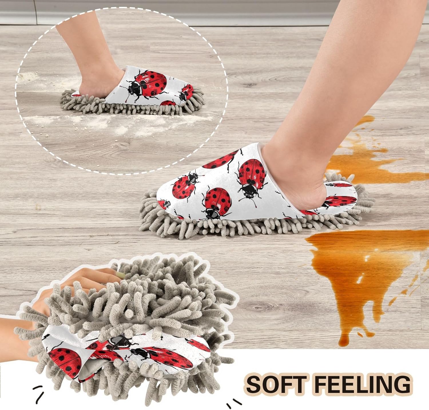 Zhirexin Seven Star Ladybug Cleaning Slippers