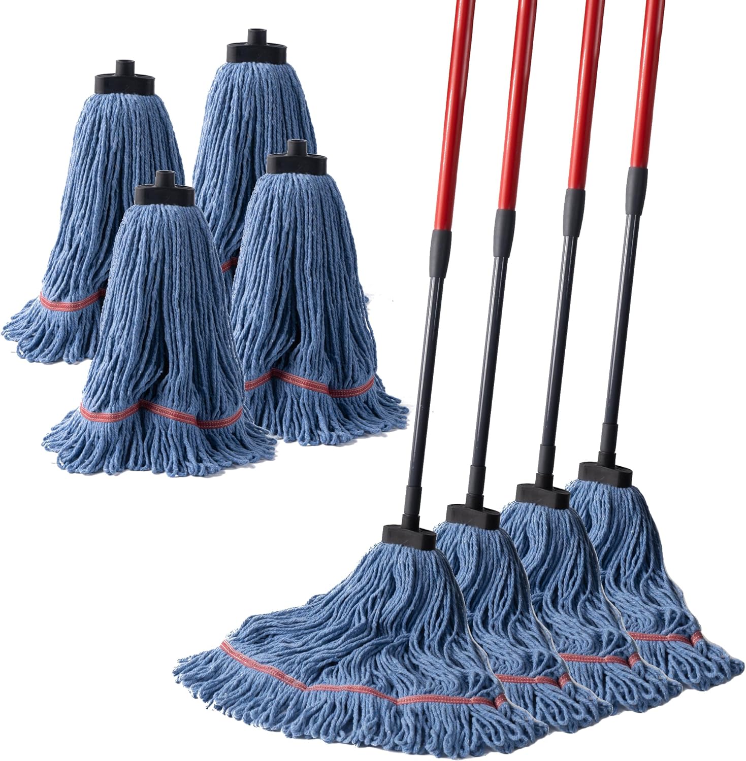 Heavy Duty Wet Mop with Screw Handle - 4 Sets