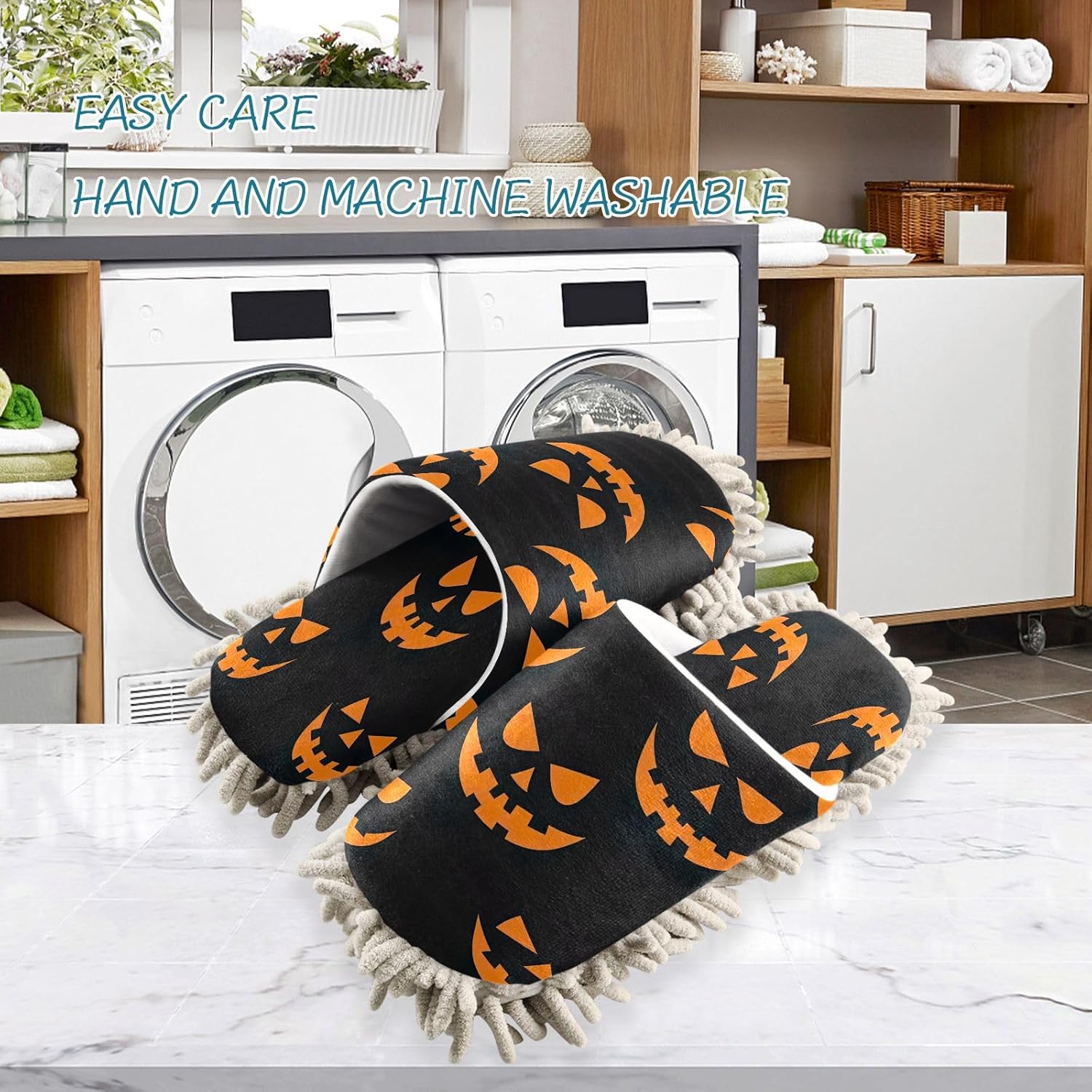 Zhirexin Halloween Pumpkin Smiley Cleaning Slippers