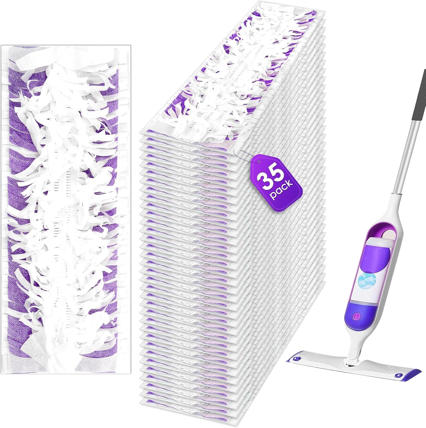 35 Pack BRUVISH PowerMop Pad Refills for All Surfaces