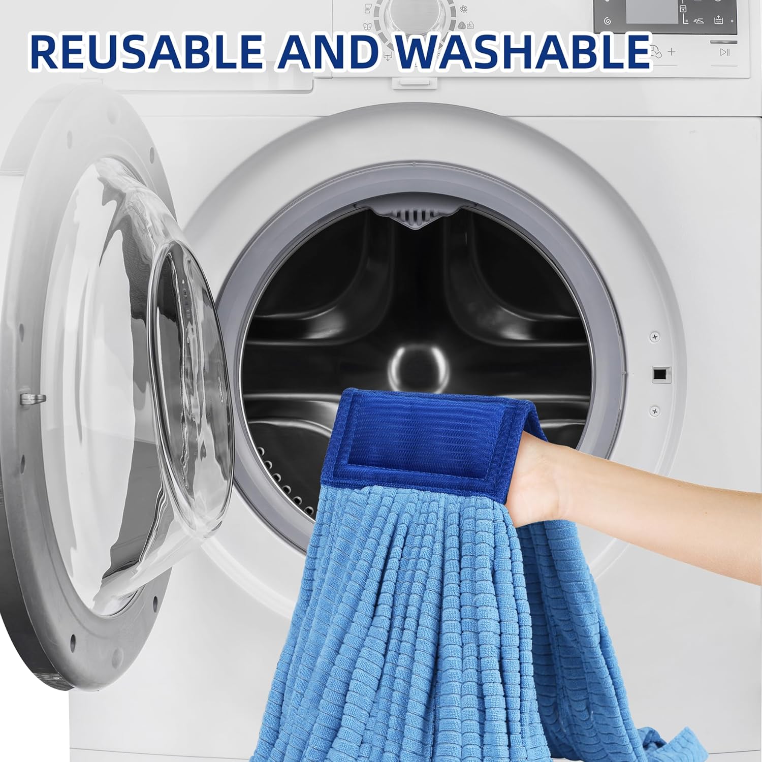 DRKLEAN 6 Pack Large Microfiber Tube Mop Heads - Blue