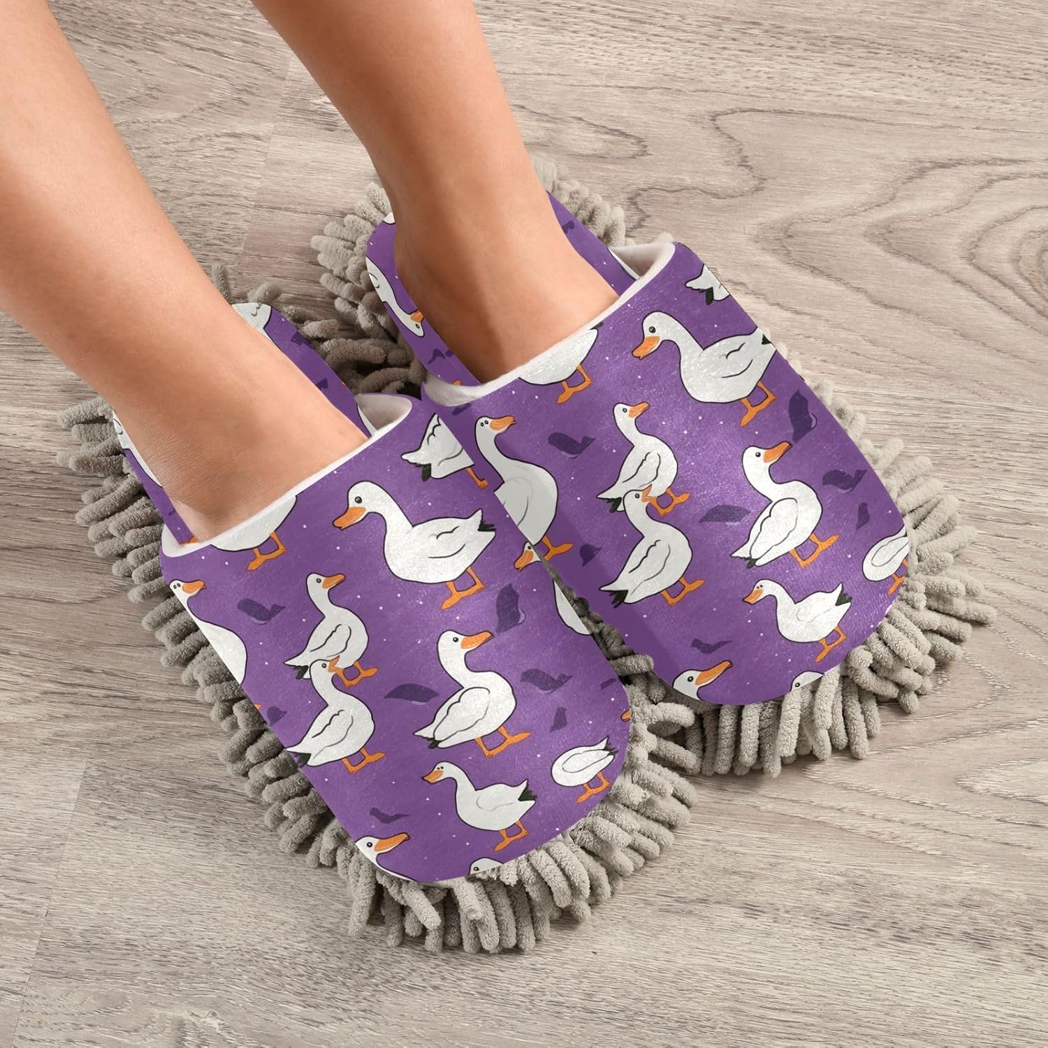 Cute Ducks Mop Slippers - Washable Floor Cleaning Slippers for Men Women