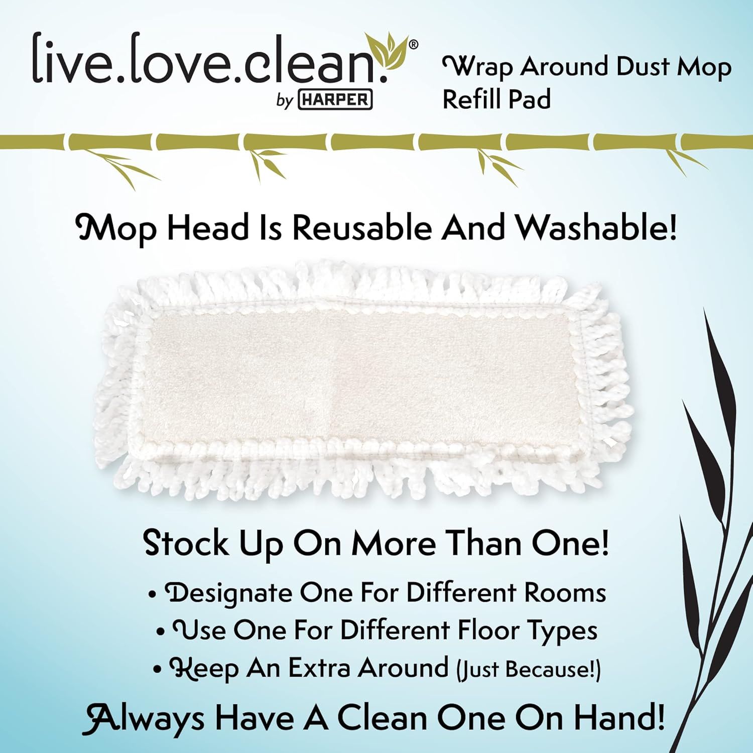 Harper Bamboo Dust Mop Pad Refill 2-in-1 WetDry