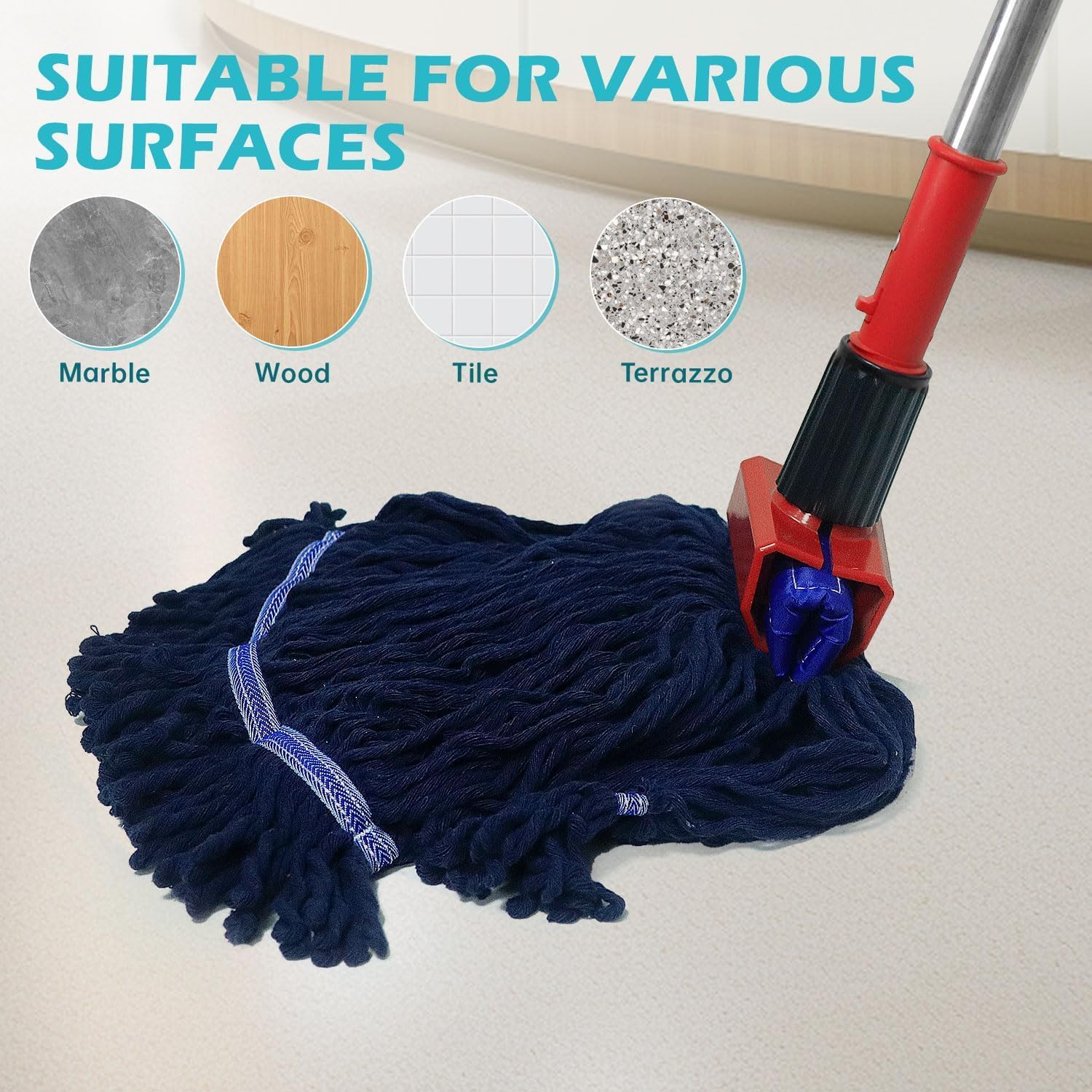 MOPTIMISTIC 24oz Looped Yarn Mop Head Pack of 3 1