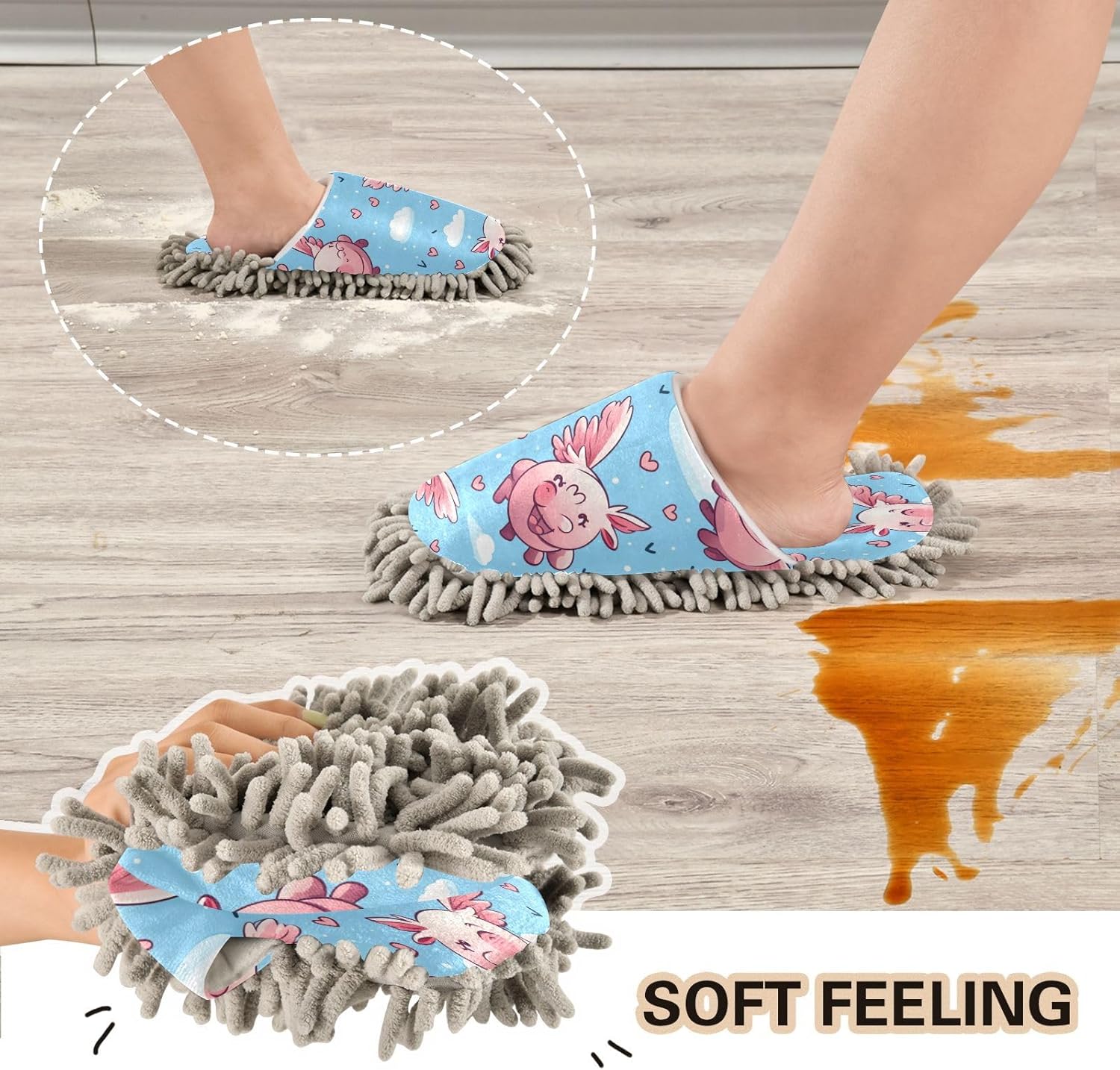 Bulletgxll Cute Pig Microfiber Cleaning Slippers for Men Women