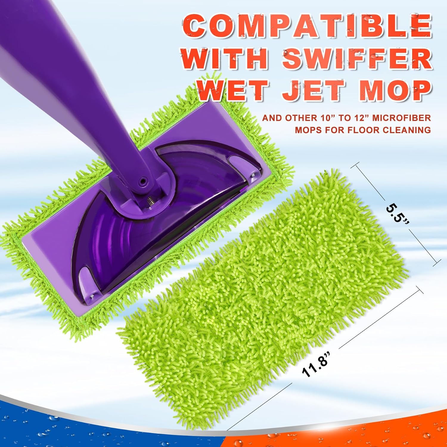 DR DAPPER 6 Pack Reusable Mop Pads for Swiffer Wet Jet