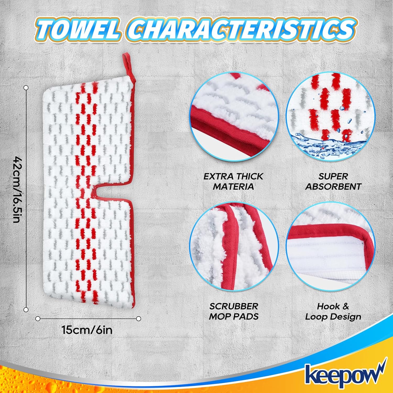KEEPOW Microfiber Spray Mop Pads 3-Pack Refill