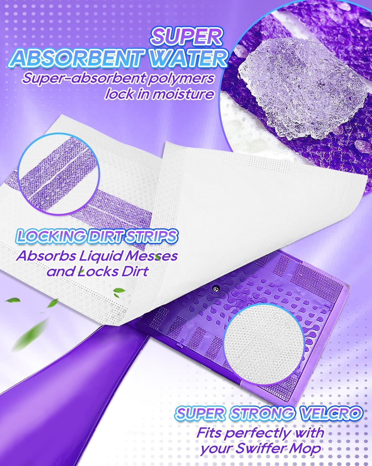 30 Pack YagoDago Mop Pads for Swiffer Wet Jet Velcro Mops