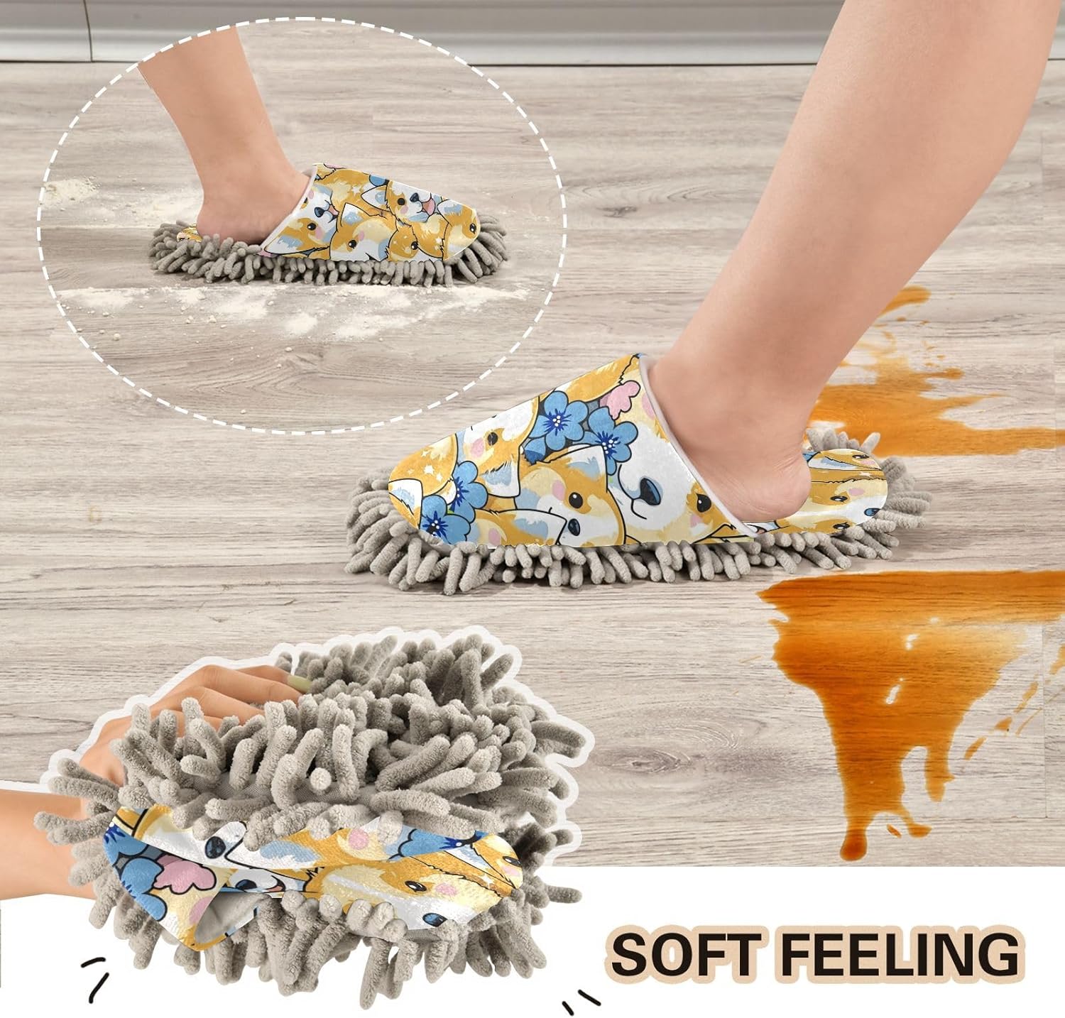 Zhirexin Mop Slippers for Men Women with Soft Microfiber