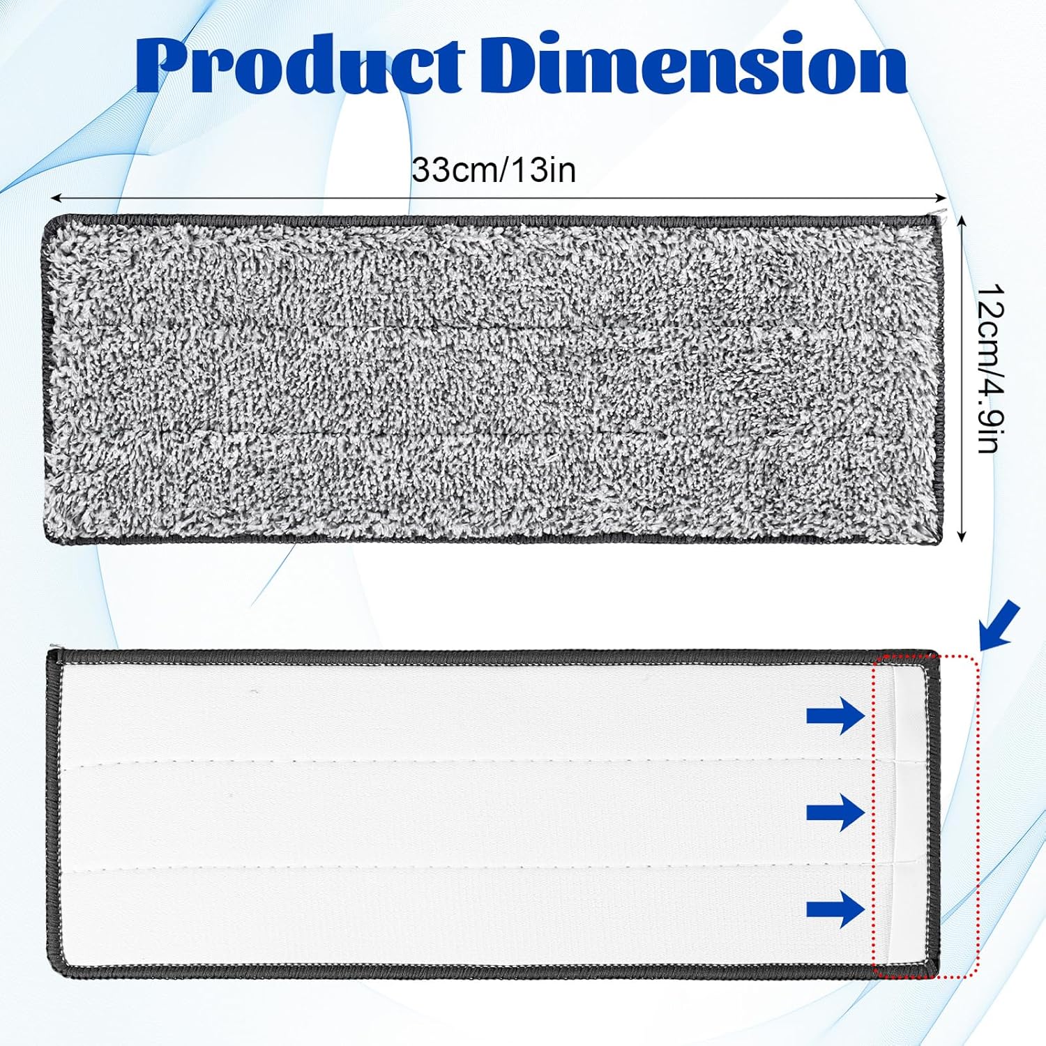 14 Pack 13 x 49 Microfiber Mop Pads - Reusable Washable