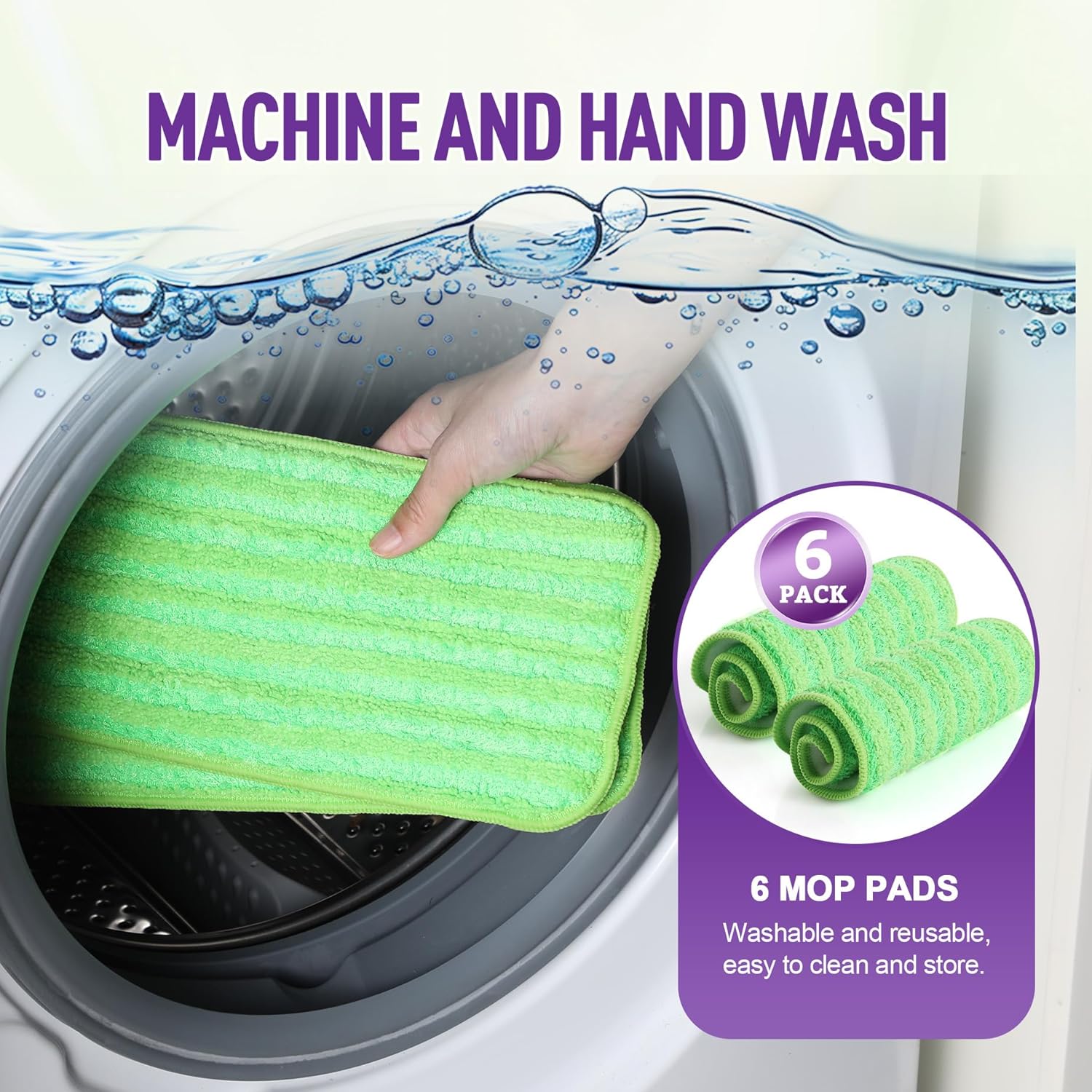 6 Pack Reusable Mop Pads for Swiffer WetJet