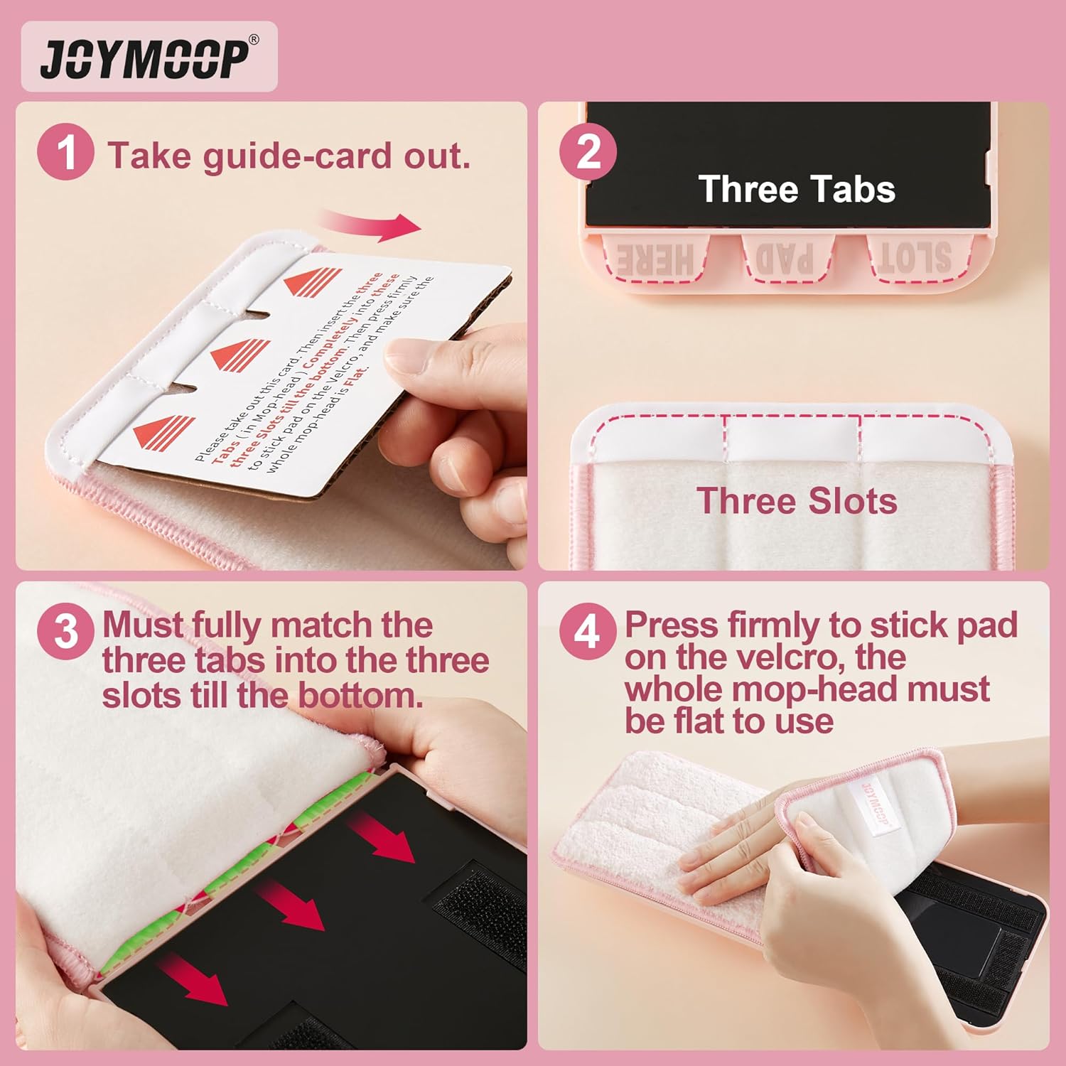 JOYMOOP Microfiber Mop Pads Replacement - Pack of 2 Grey Pink