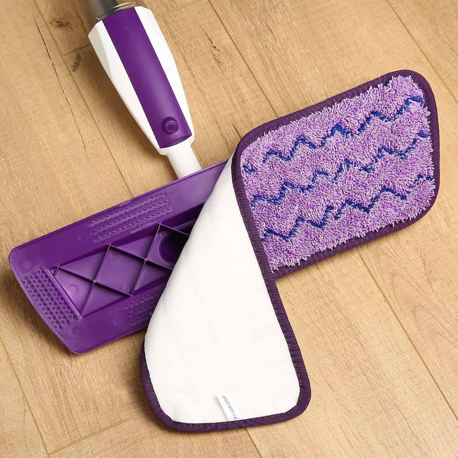 Panda Grip 165 Inch Mop Pad Refills 3 Pack Purple Reusable Cleaning Heads