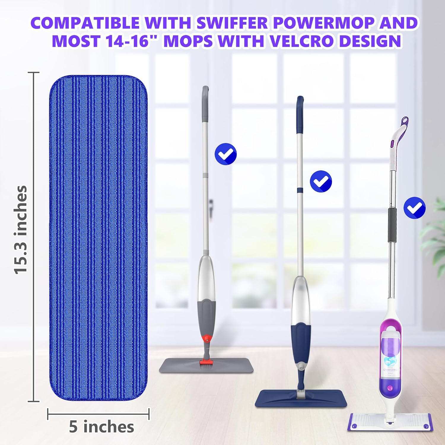 Reusable Mop Pads for Swiffer PowerMop 5 Pack