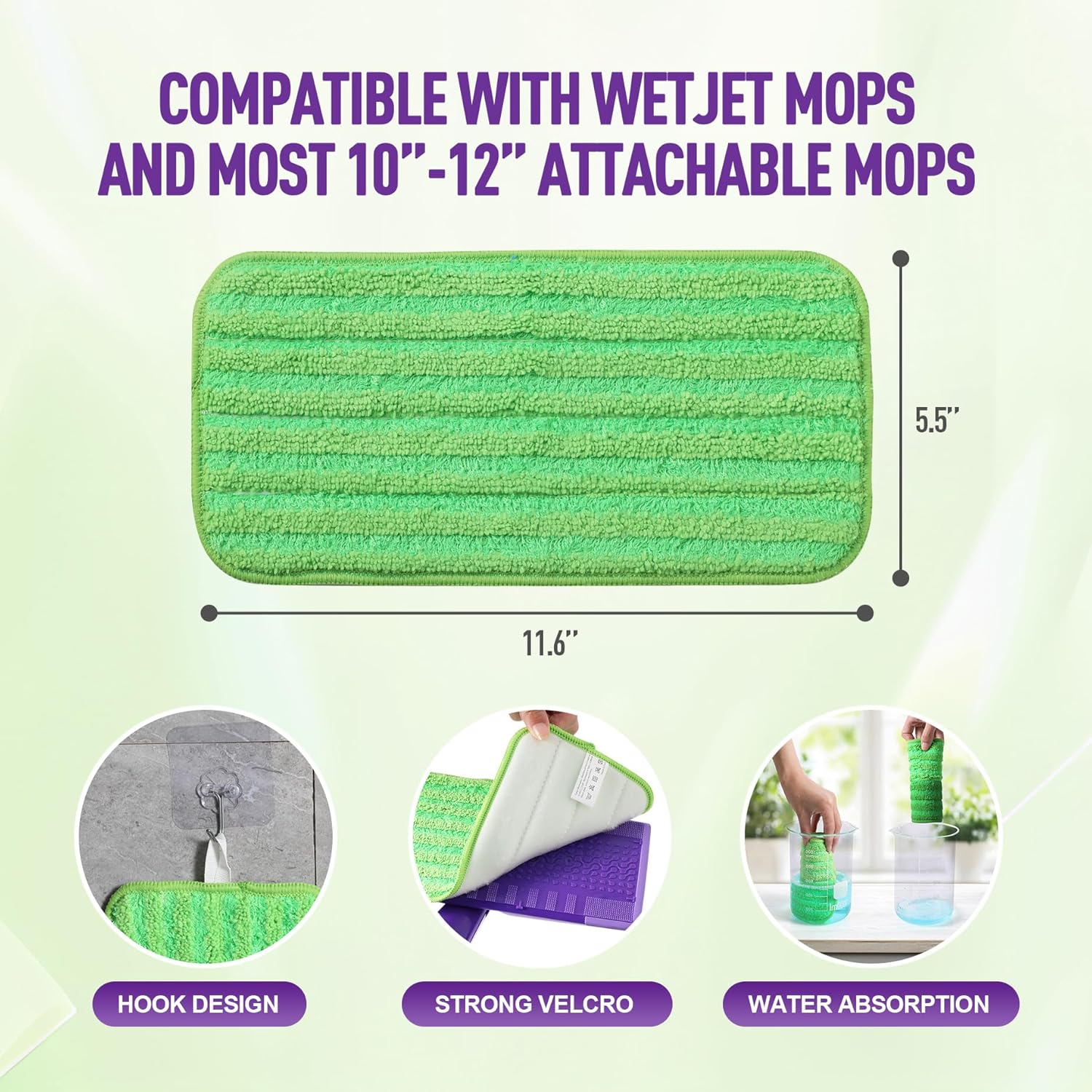 6 Pack Reusable Mop Pads for Swiffer WetJet
