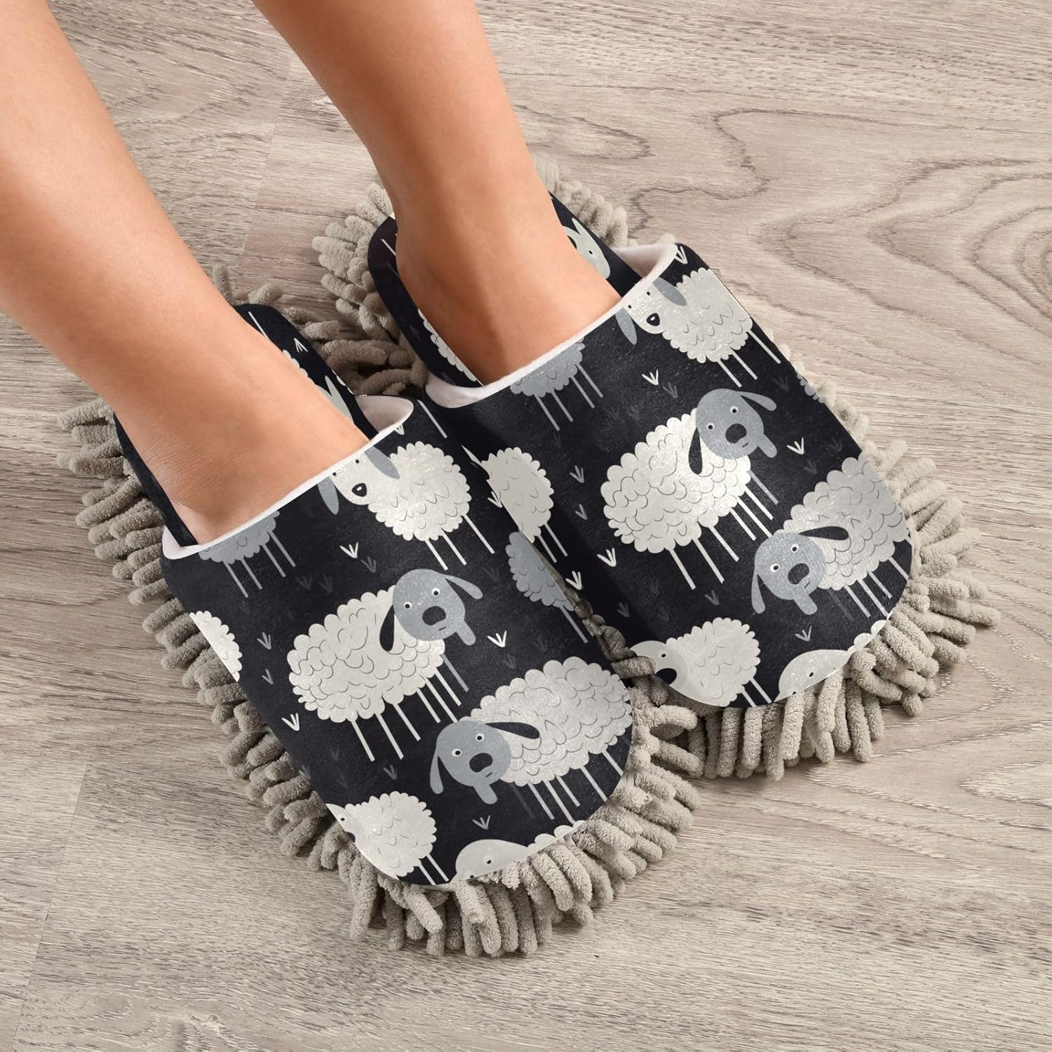 Bulletgxll Cartoon Sheep Cleaning Slippers