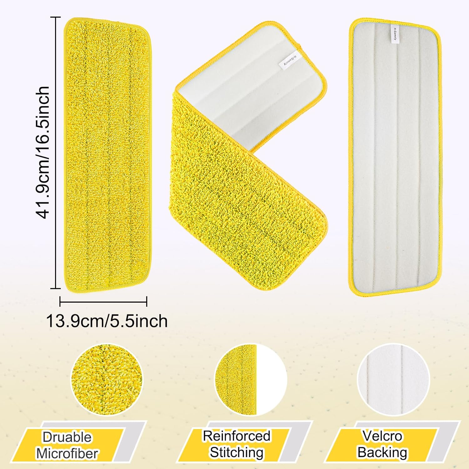 H-Gamely 165 Inch Microfiber Mop Pads 5 Pack