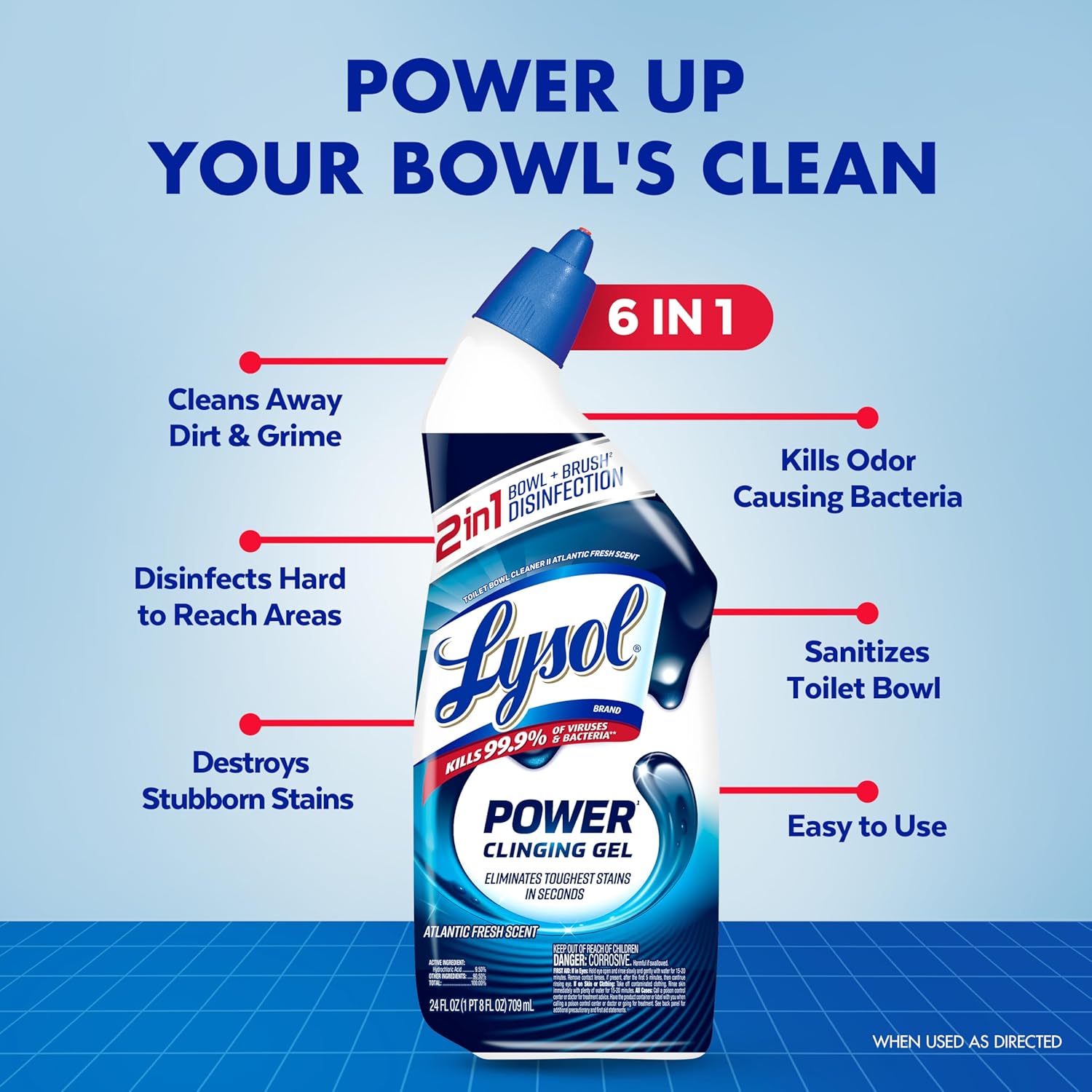 Lysol Toilet Bowl Cleaner 24 oz Clinging Gel Max Strength