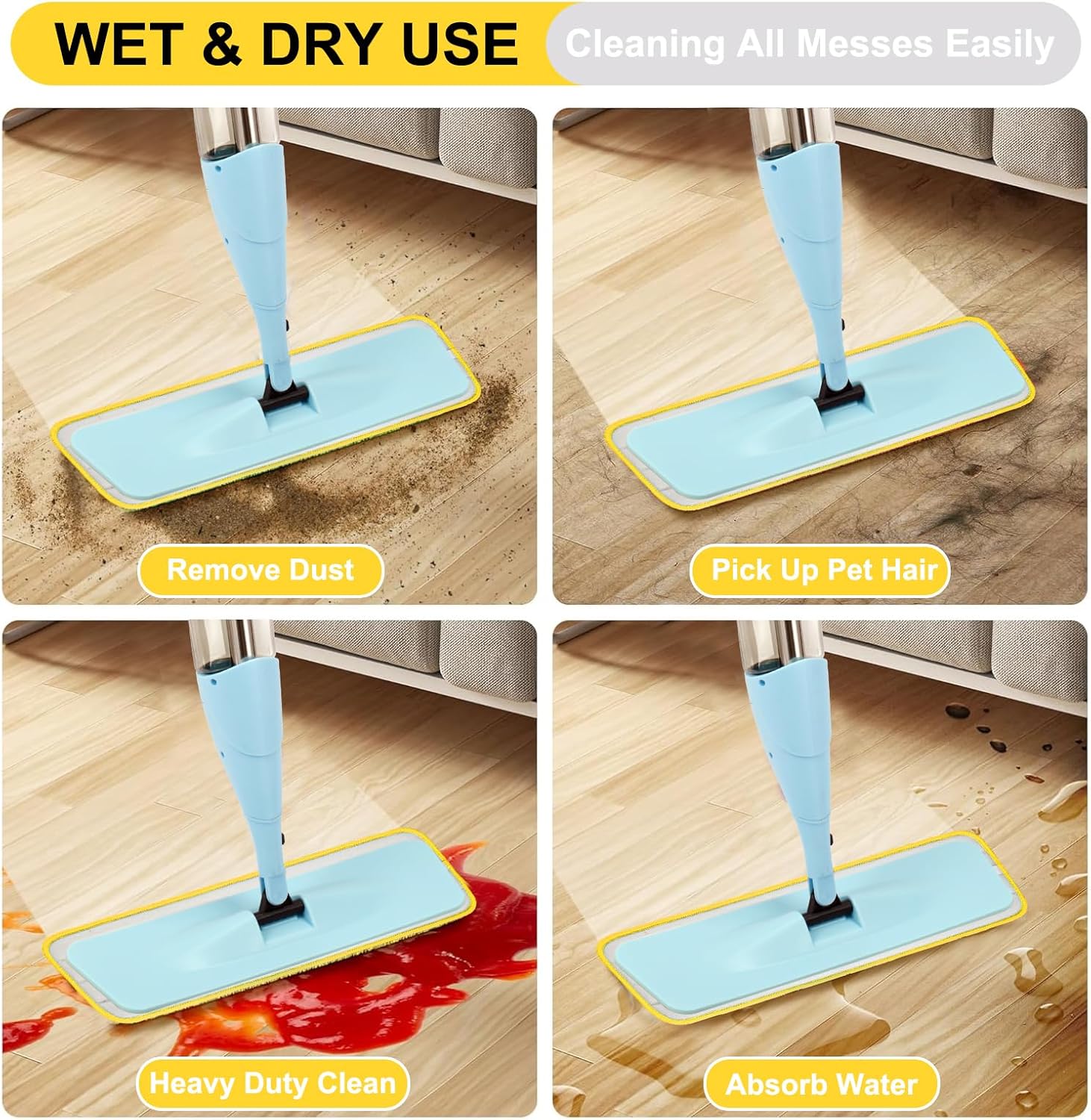 H-Gamely 165 Inch Microfiber Mop Pads 5 Pack
