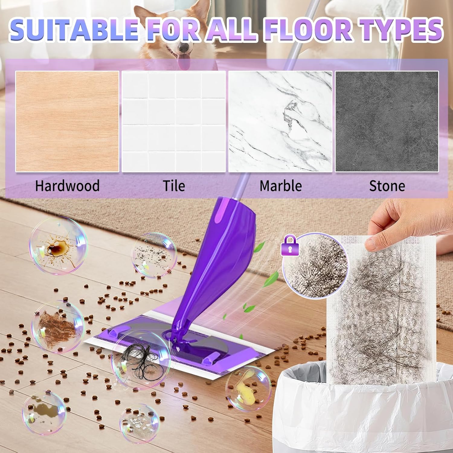 60 Count Disposable Wetjet Pads Refill for Swiffer Wet Jet Mop