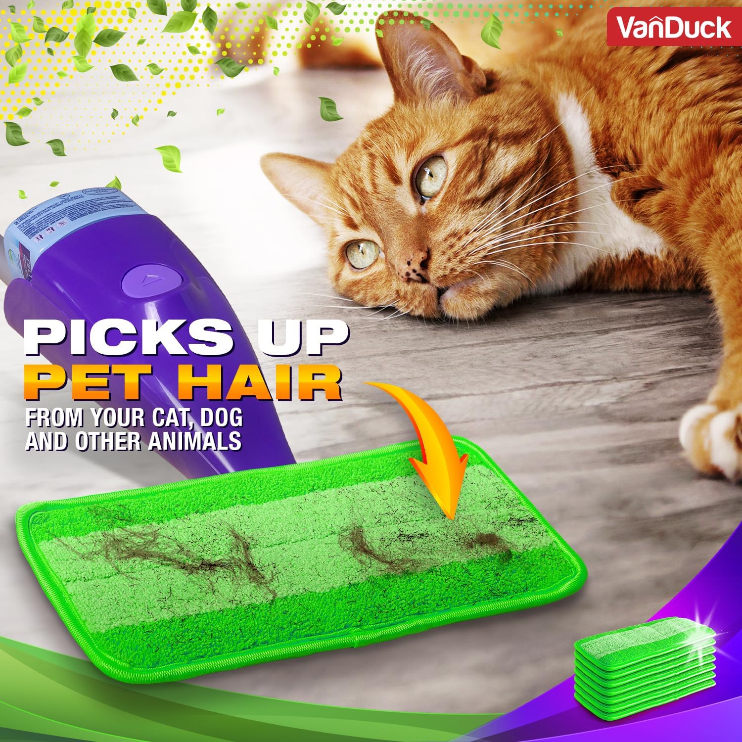 VanDuck Reusable Mop Pads 2 Pack - Microfiber Compatible with Swiffer WetJet