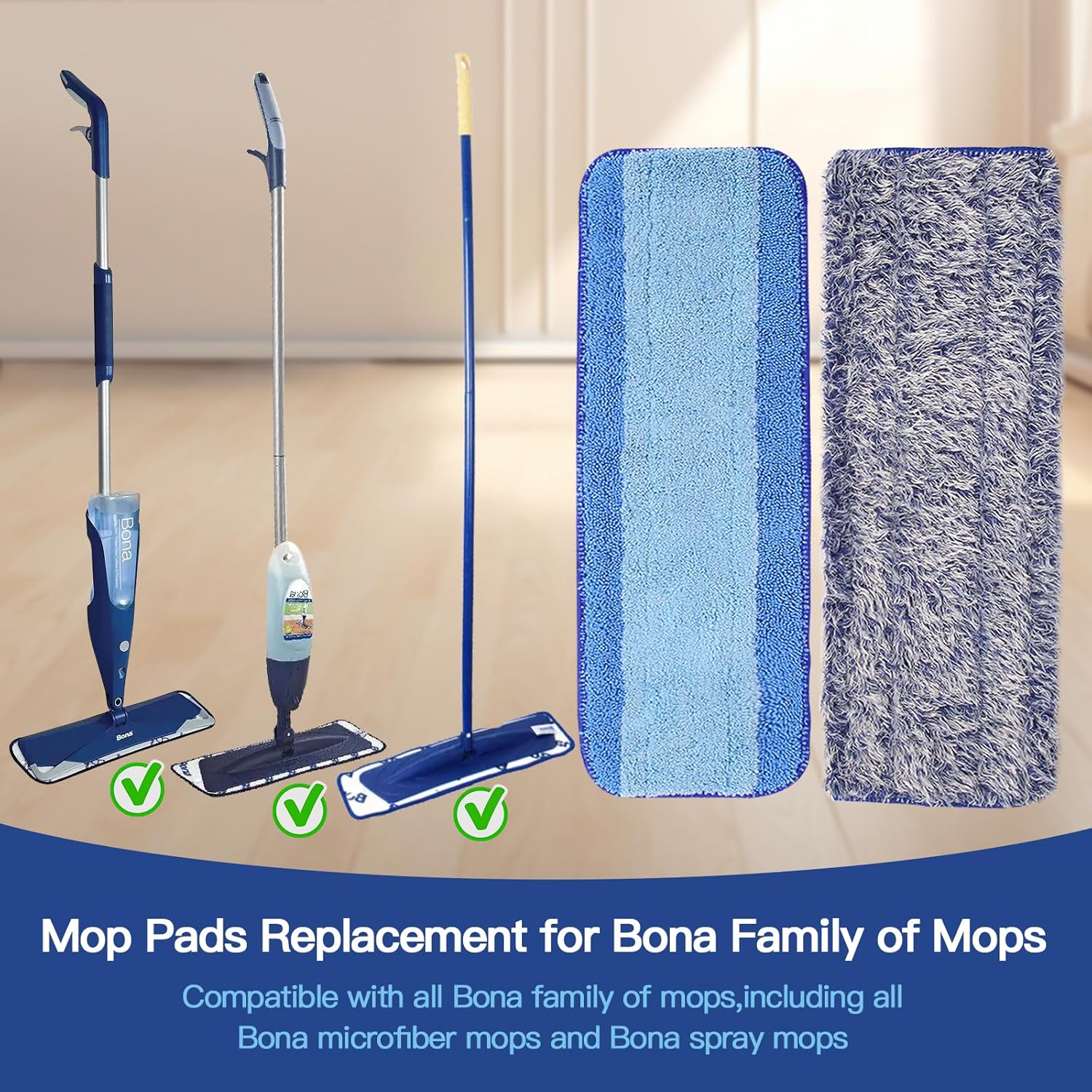 Fertilfy 6 Pack Mop Pads for Bona Mop Washable Reusable