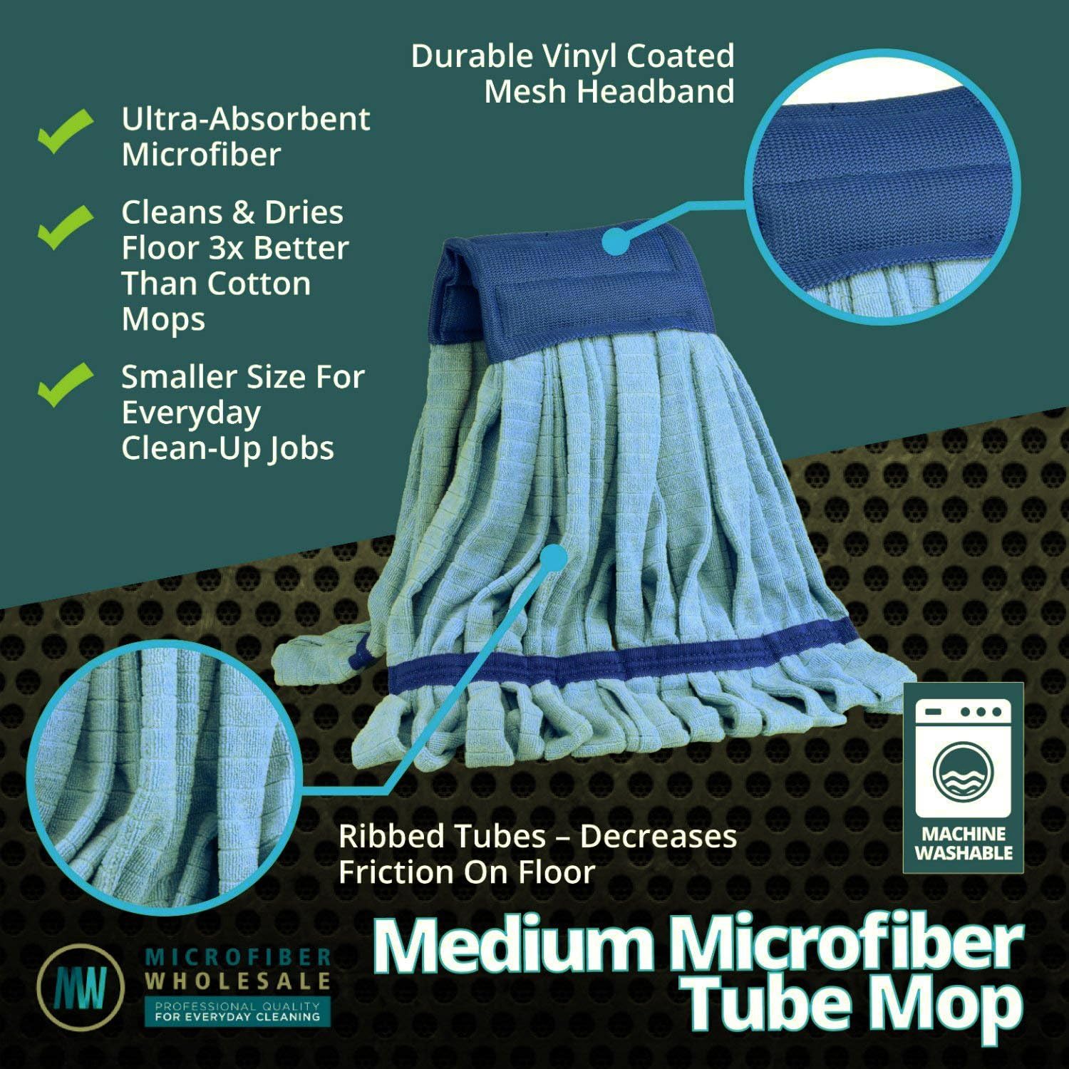 QIPENG 18 Microfiber Mop Head Replacement Pack of 2 Blue 1