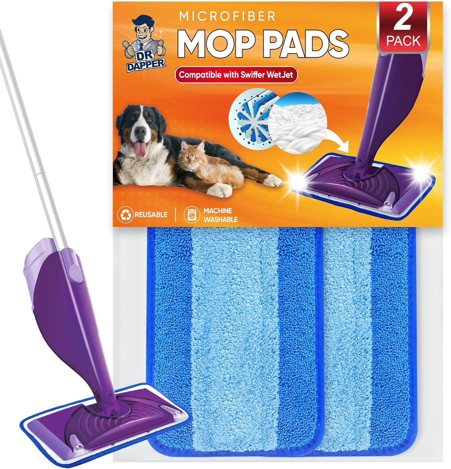 DR DAPPER Reusable Wet Jet Pads 2 Pack Blue 1