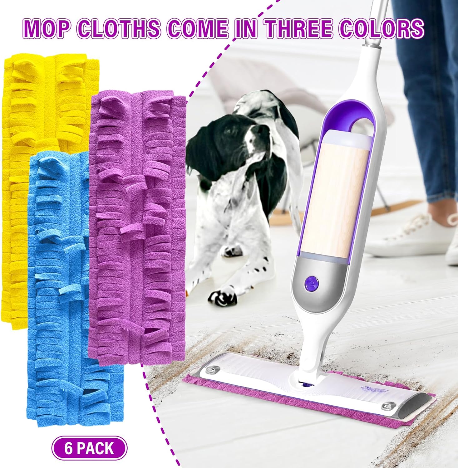 Reusable Swiffer PowerMop Pad Refills 6Pcs