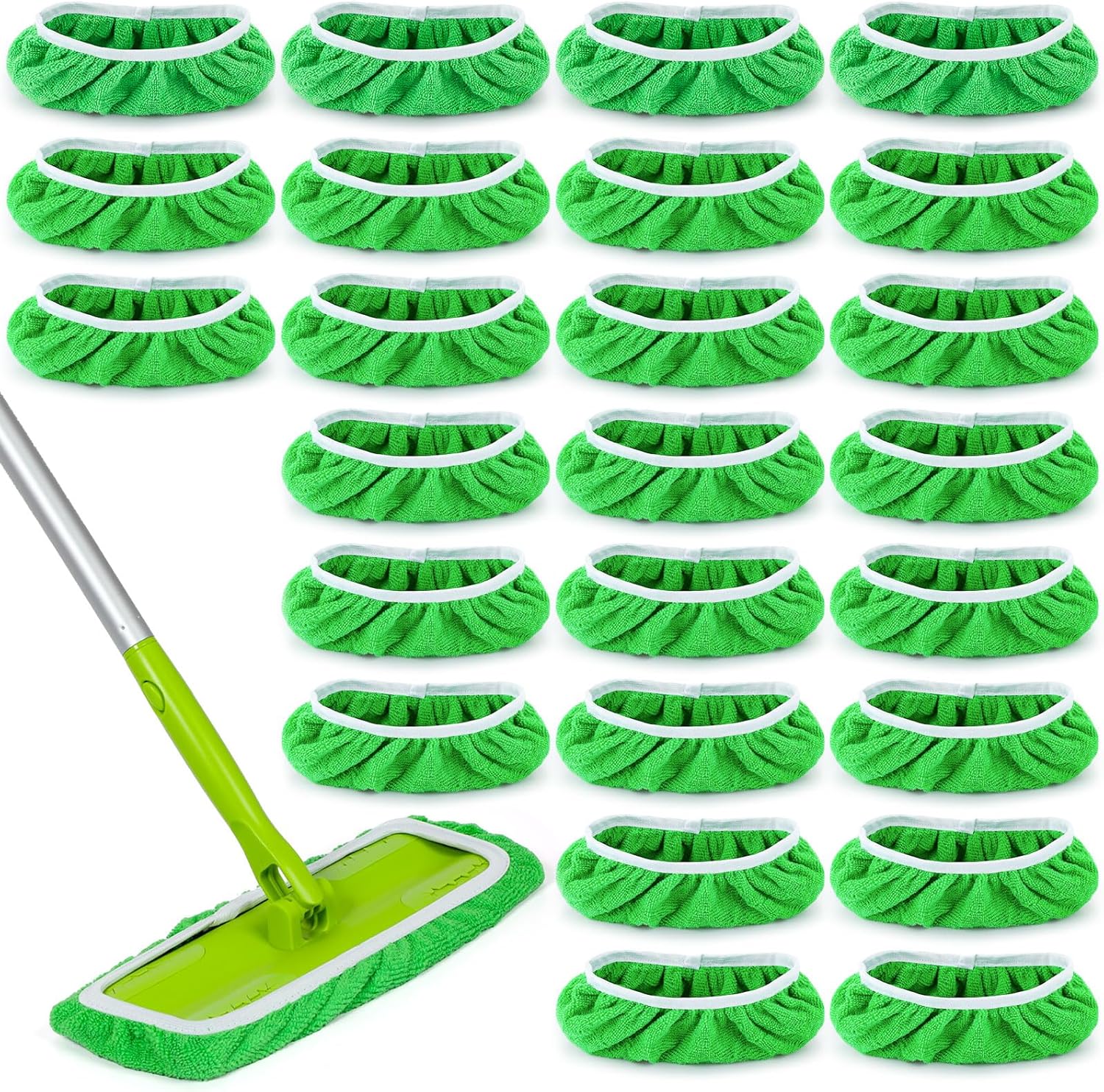 32 Pcs Reusable Microfiber Mop Pads for Swiffer Green