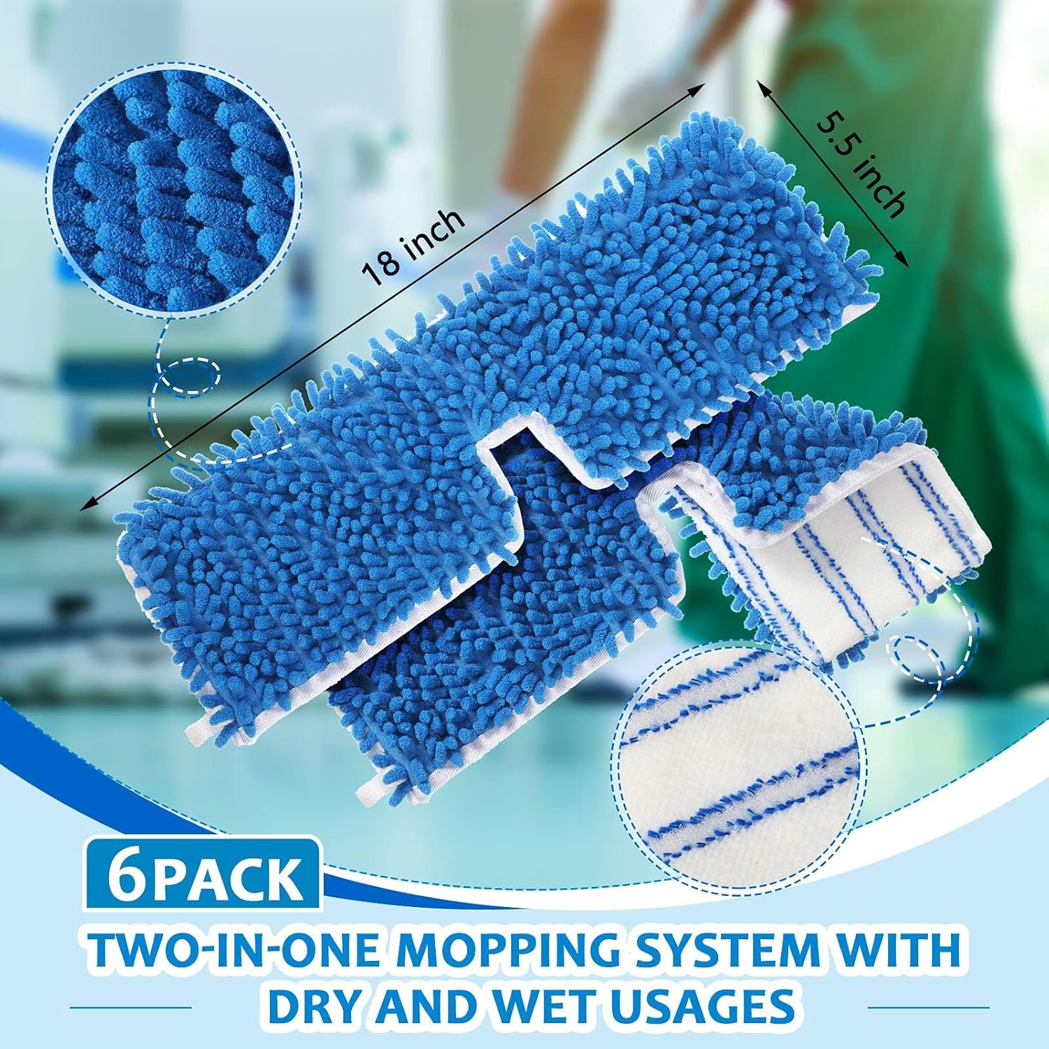 Chengu 12-Piece Microfiber Flip Mop Refills Replacement Heads
