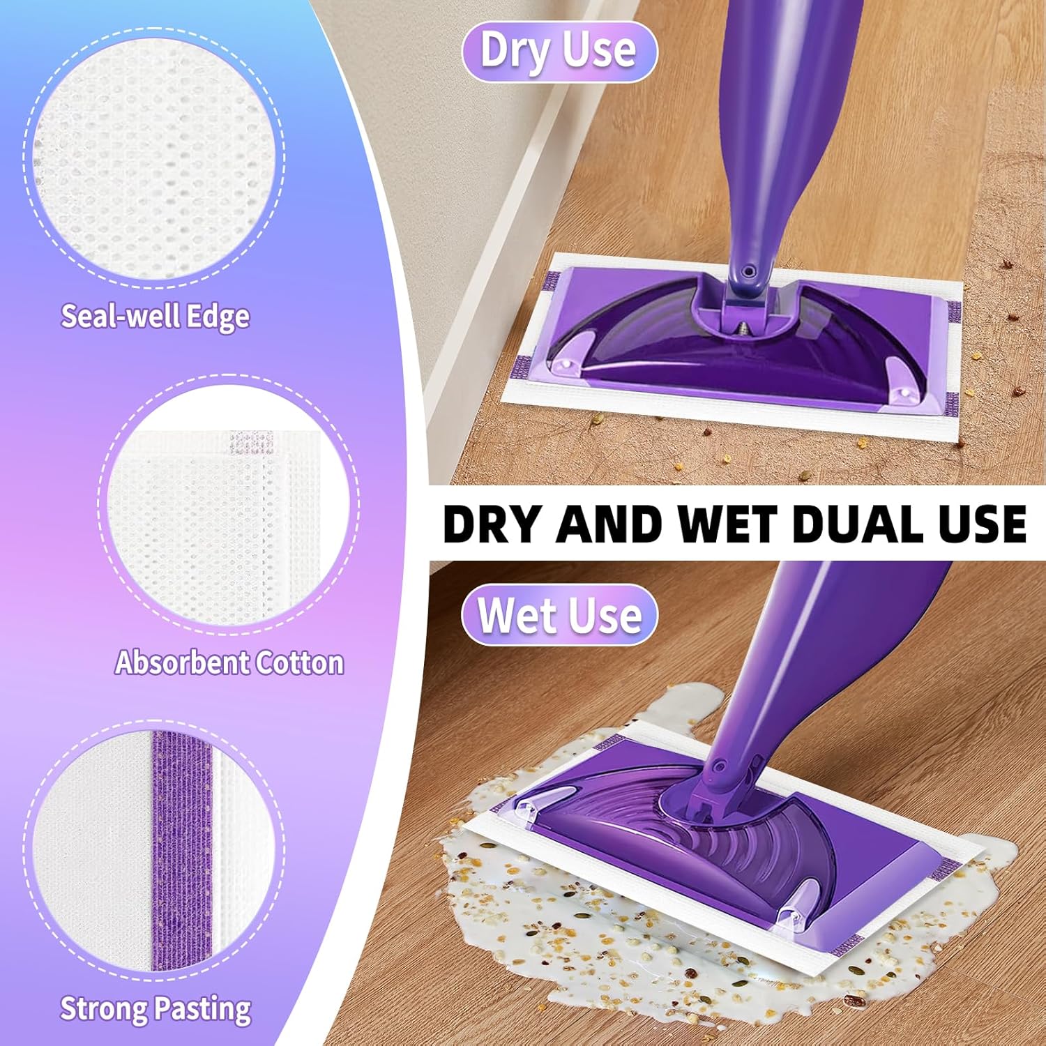 60 Count Disposable Wetjet Pads Refill for Swiffer Wet Jet Mop
