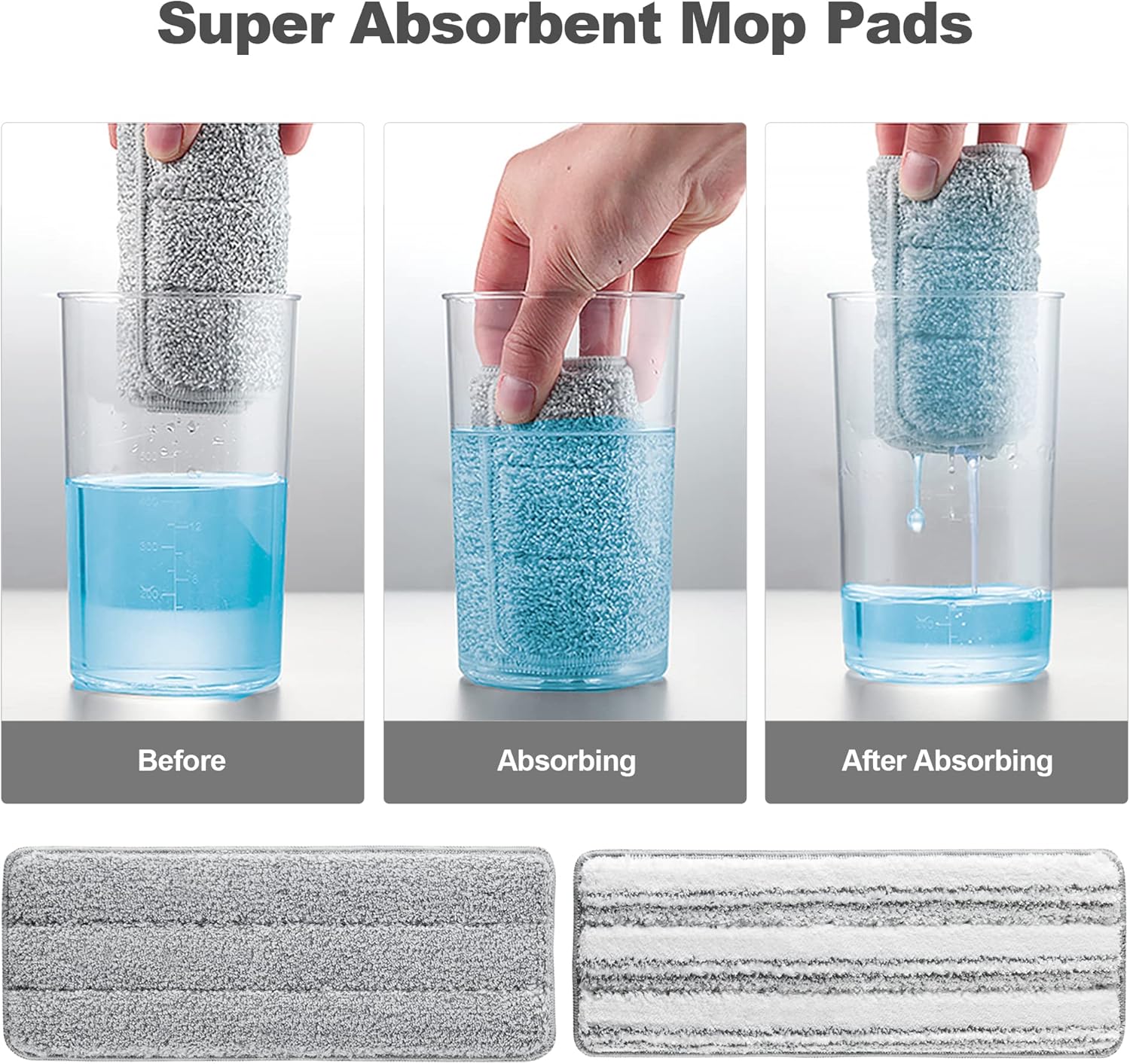 JOYMOOP Replacement Mop Pads 13inch Microfiber 50 Pack - Grey Stripe