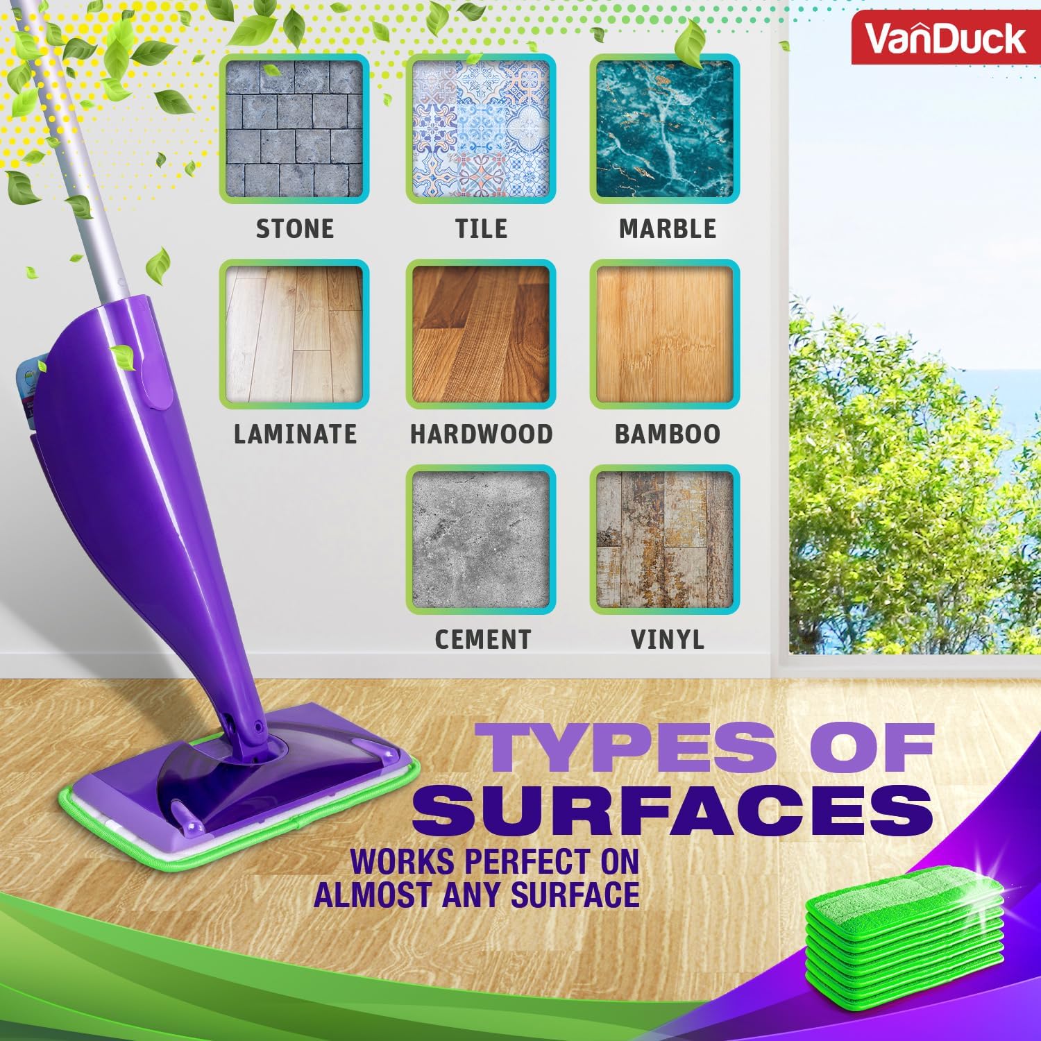 VanDuck Reusable Mop Pads 2 Pack - Microfiber Compatible with Swiffer WetJet