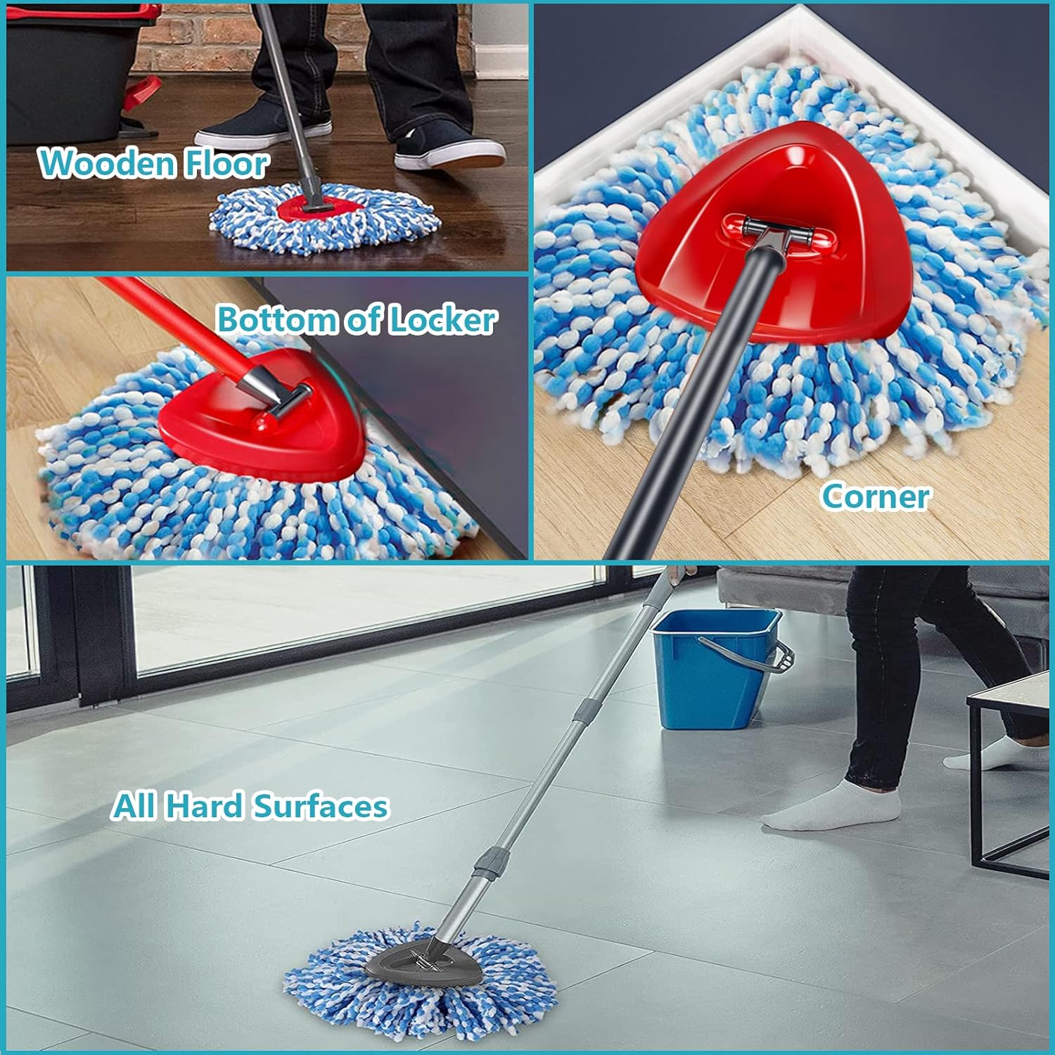 HANZENMA Spin Mop Replacement Head 3 Pack