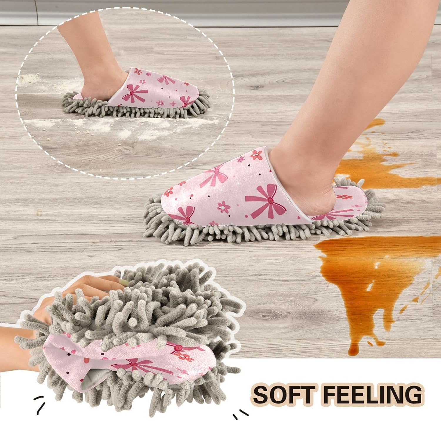 Zhirexin Microfiber Mop Slippers for Men Women Floor Cleaning