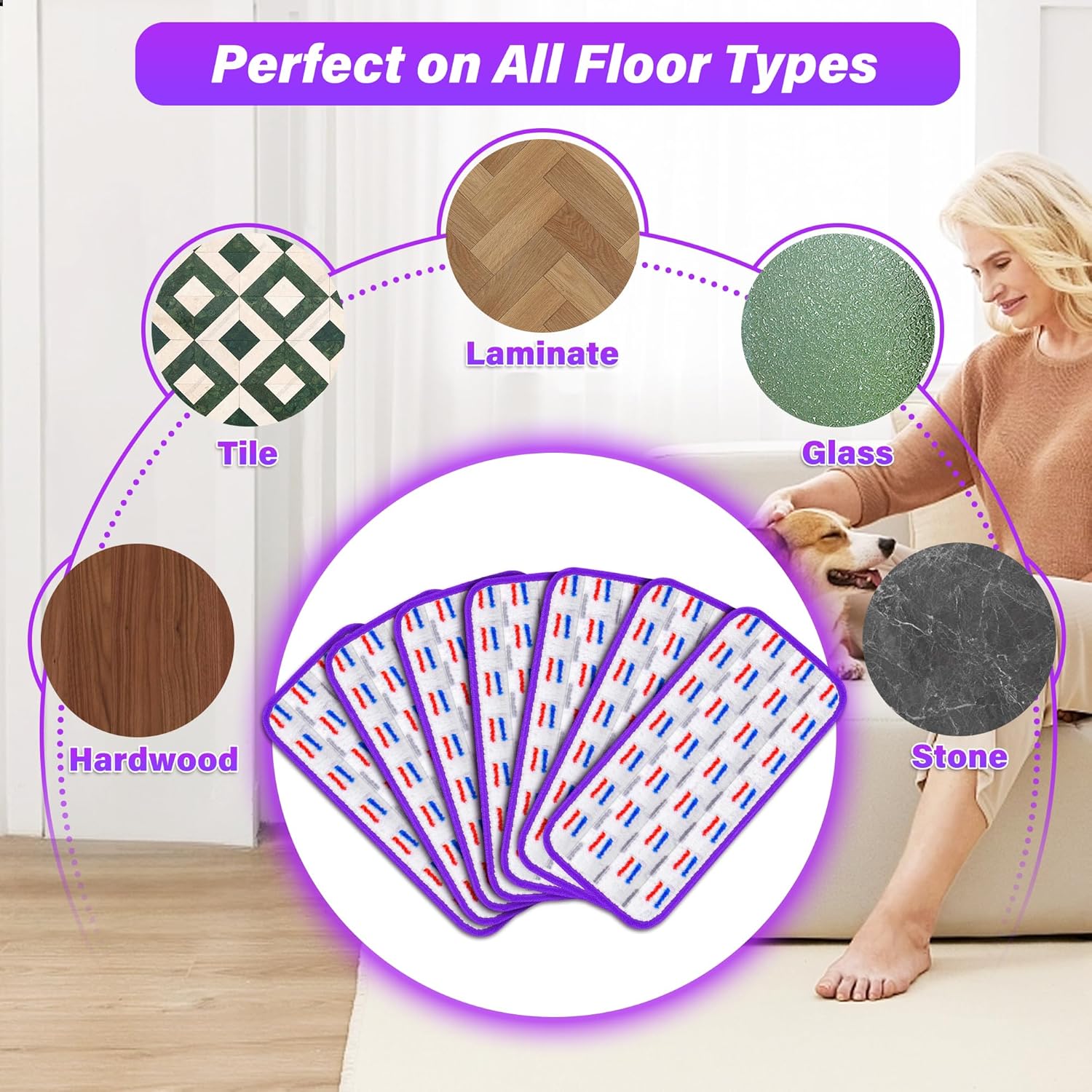 21 Pack Reusable Mop Pads for Swiffer WetJet 1