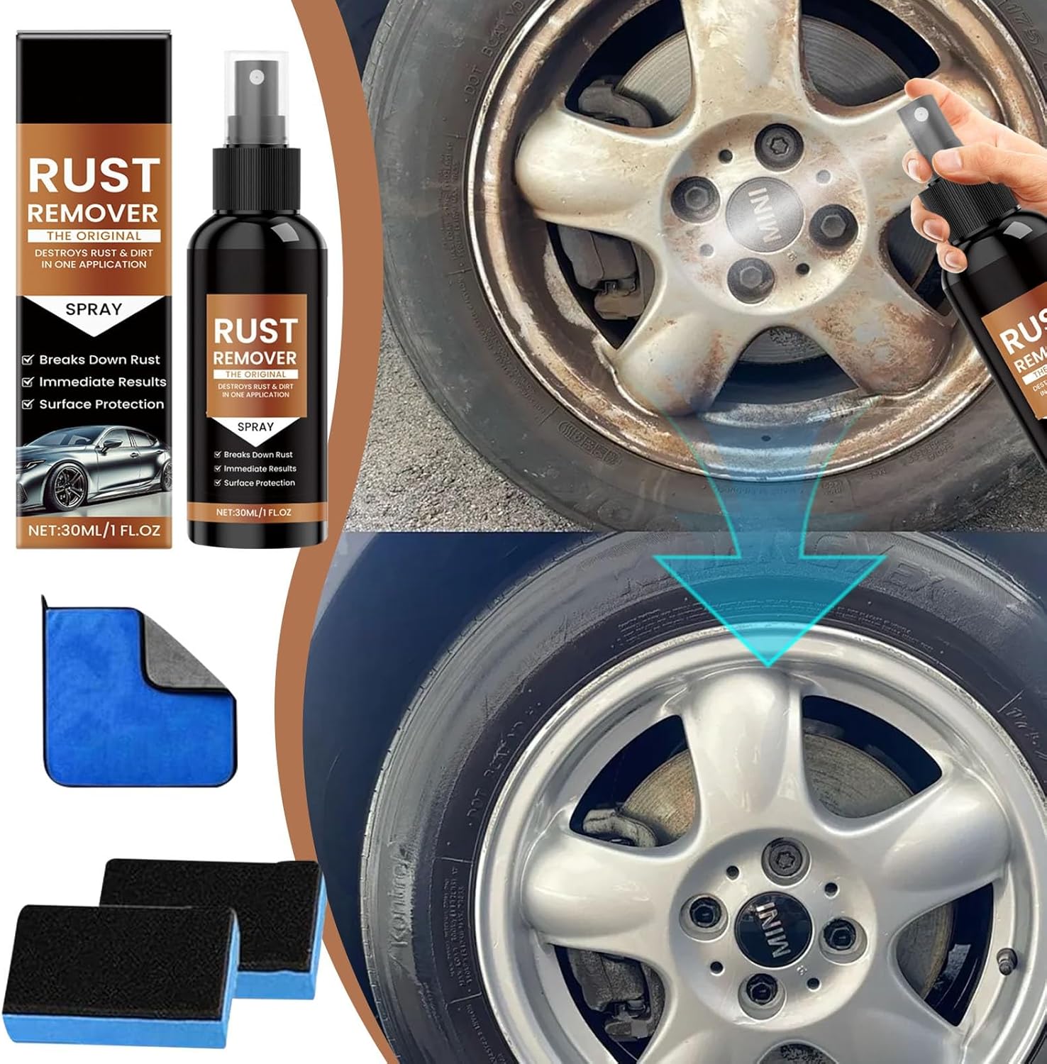 Heavy Duty Rust Remover Spray - 2 Pack for Cars and Metal
