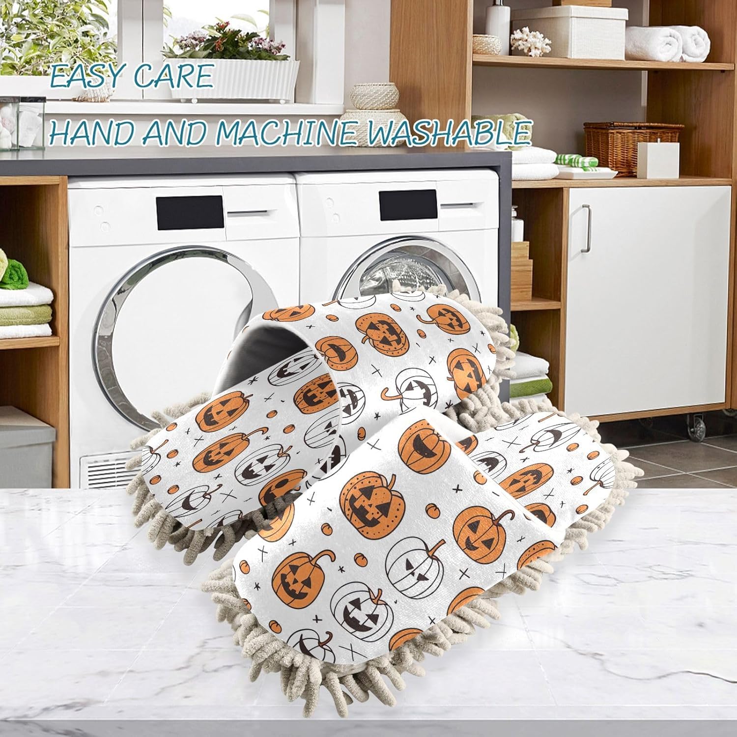 Zhirexin Halloween Pumpkin Cleaning Slippers 1
