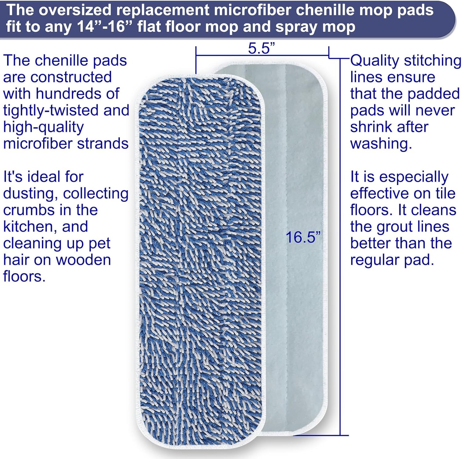 AMERWASH PLUS Replacement Mop Pad 165x55 5 Pack