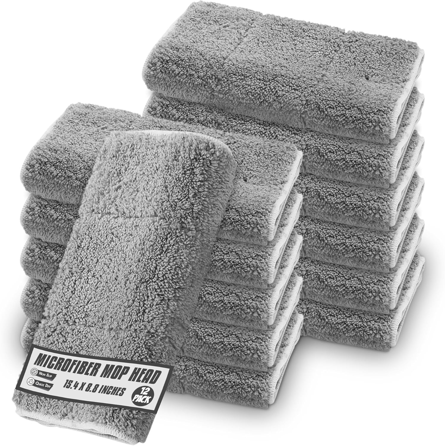 MAYSHINE 12 Pack Microfiber Head Flip Mop Refills