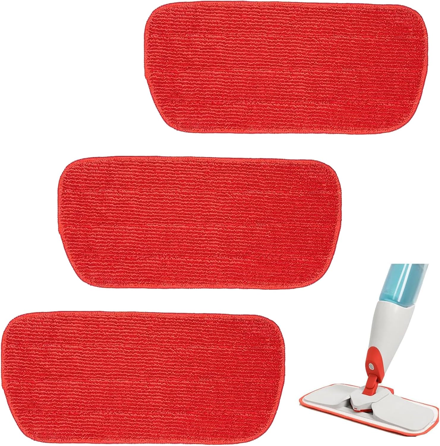 3 Pack Red Microfiber Mop Pads for OXO Good Grips Spray 1