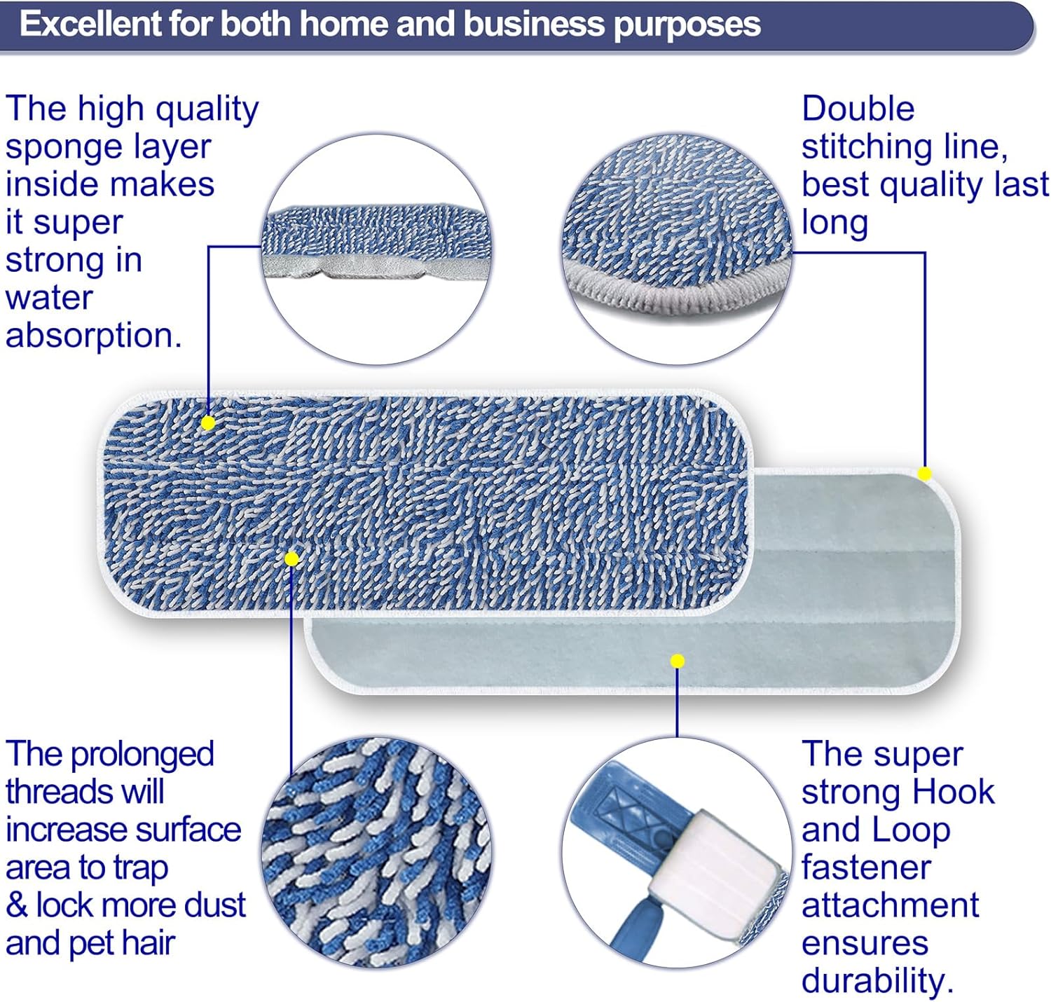 AMERWASH PLUS Replacement Mop Pad 165x55 5 Pack