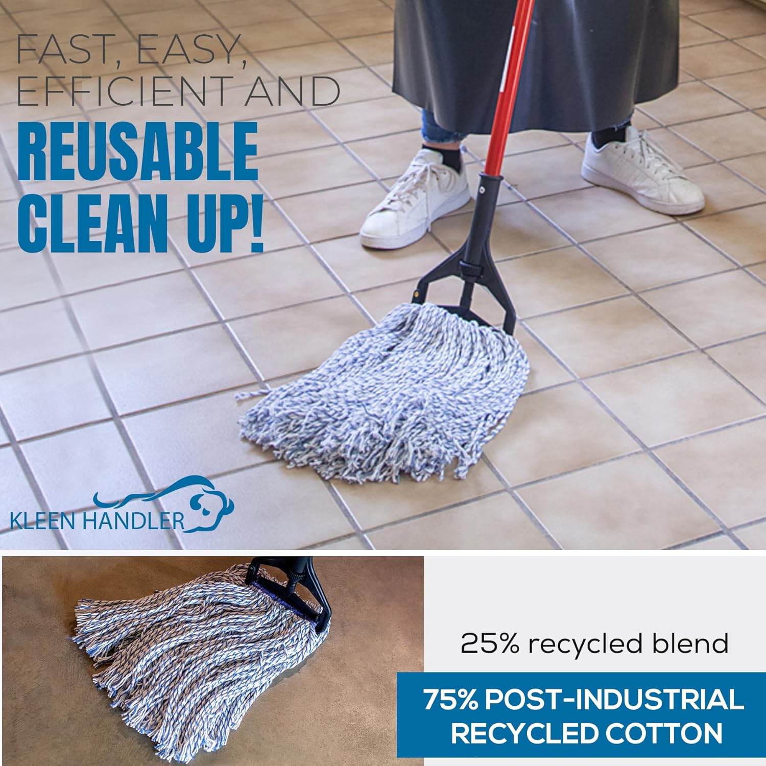 KLEEN HANDLER Cut End Finish Mop Heads 125 Universal 24-Pack